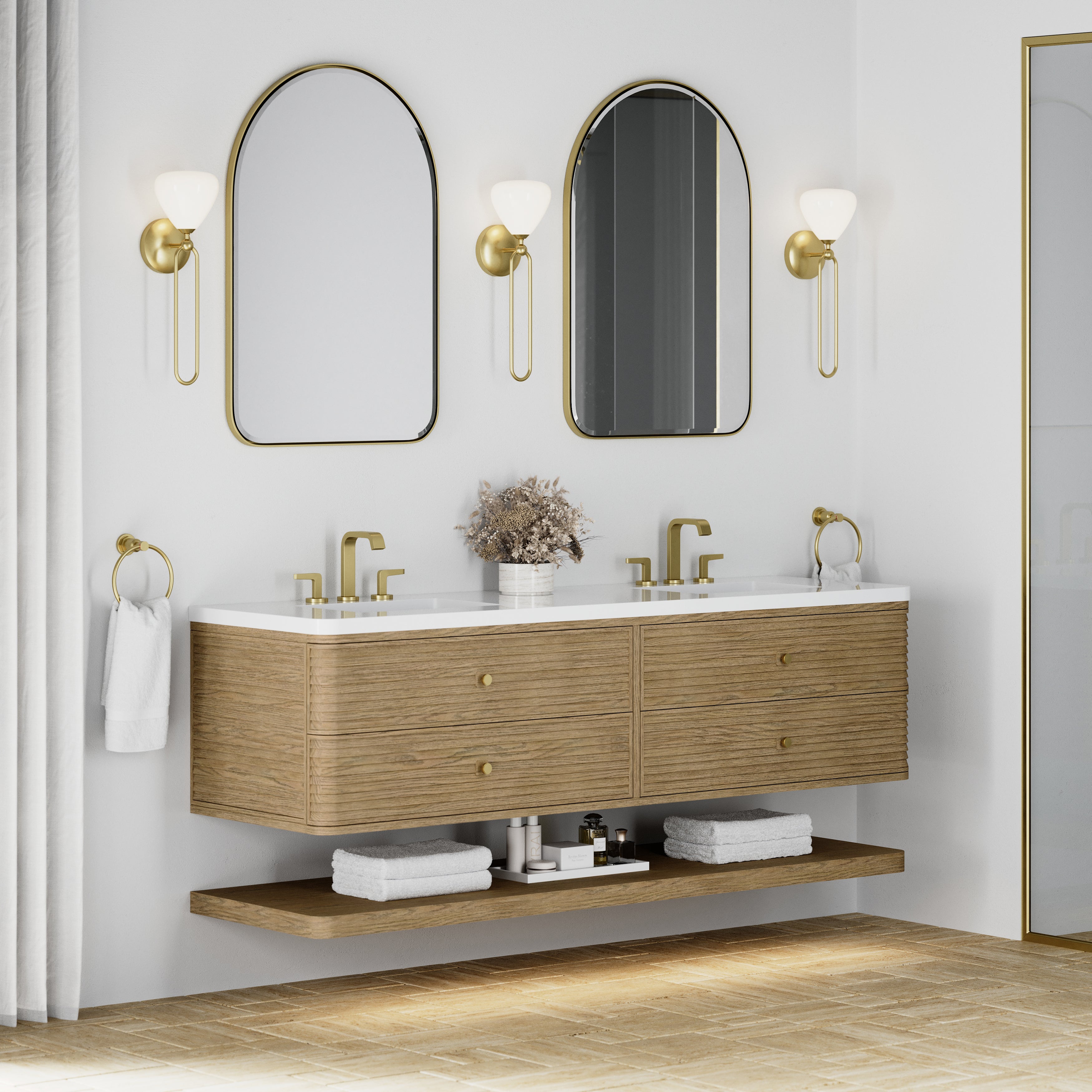 James Martin Allamari 72" Double Vanity in Dune Mist with 3cm Countertop