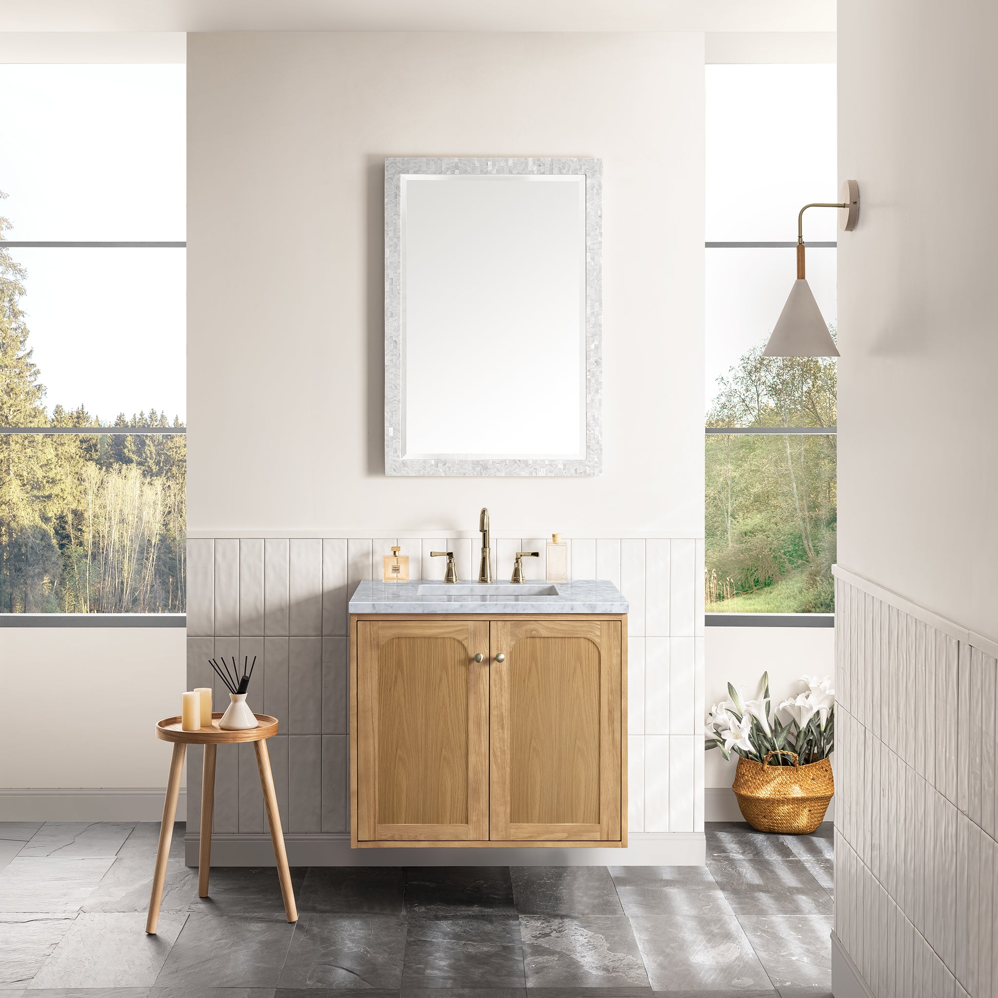 James Martin Laurent 30" Single Vanity in Light Natural Oak with 3cm Countertop
