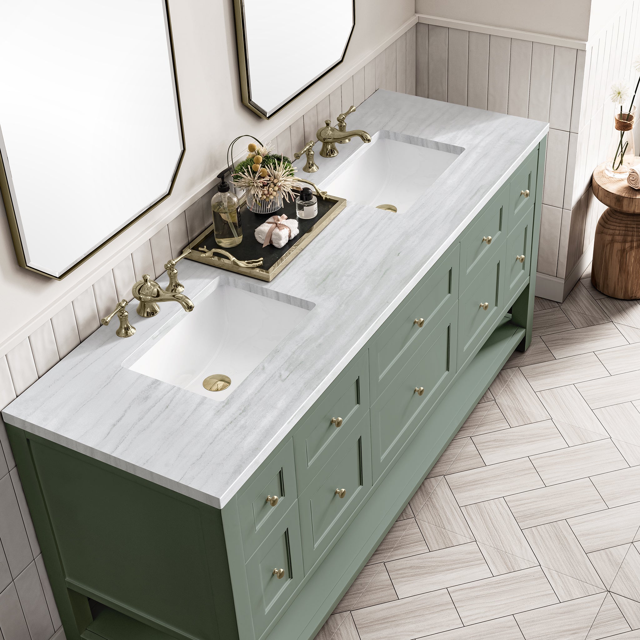 James Martin Breckenridge 72" Double Vanity in Smokey Celadon with 3cm Countertop