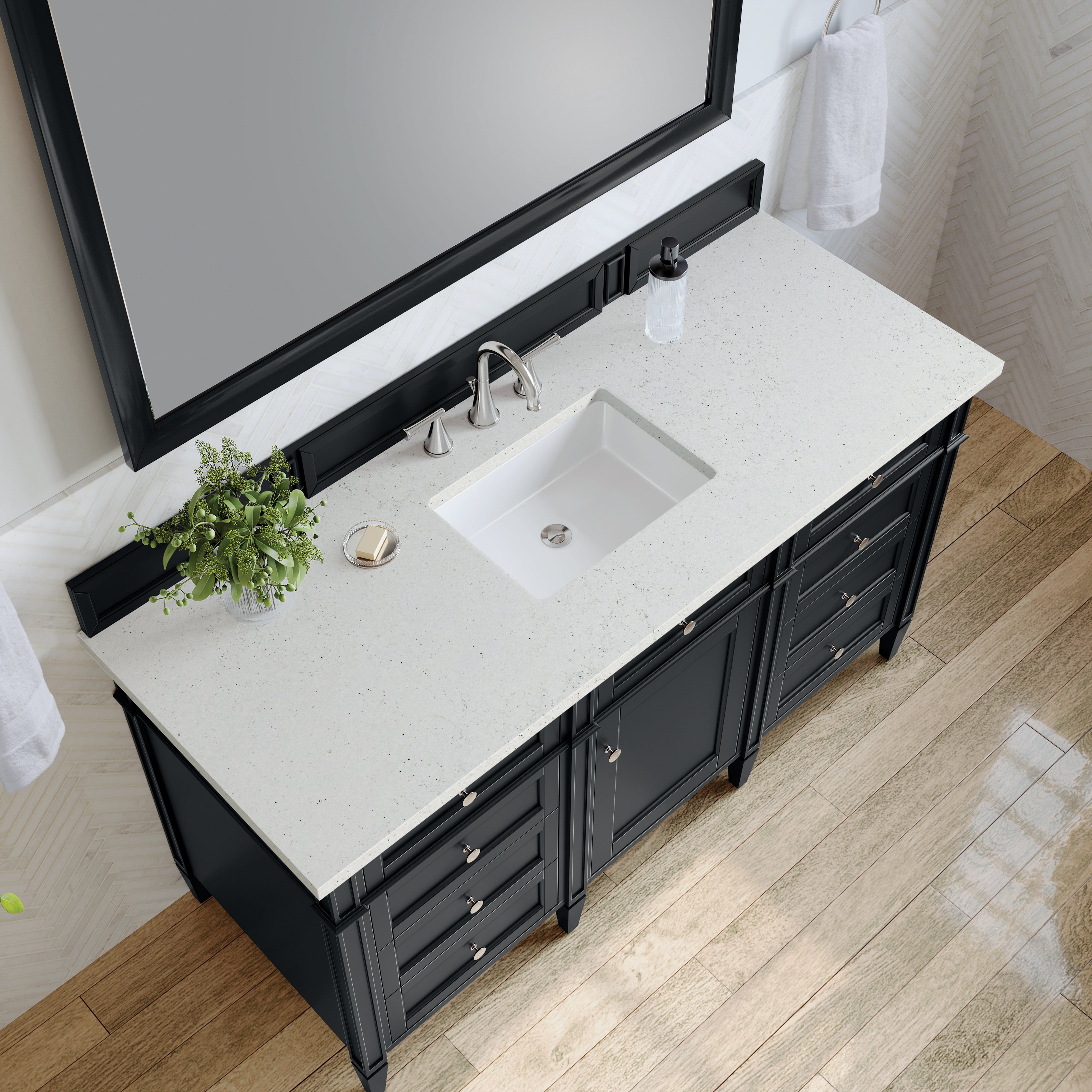James Martin Brittany 60" Single Vanity in Black Onyx with 3cm Countertop