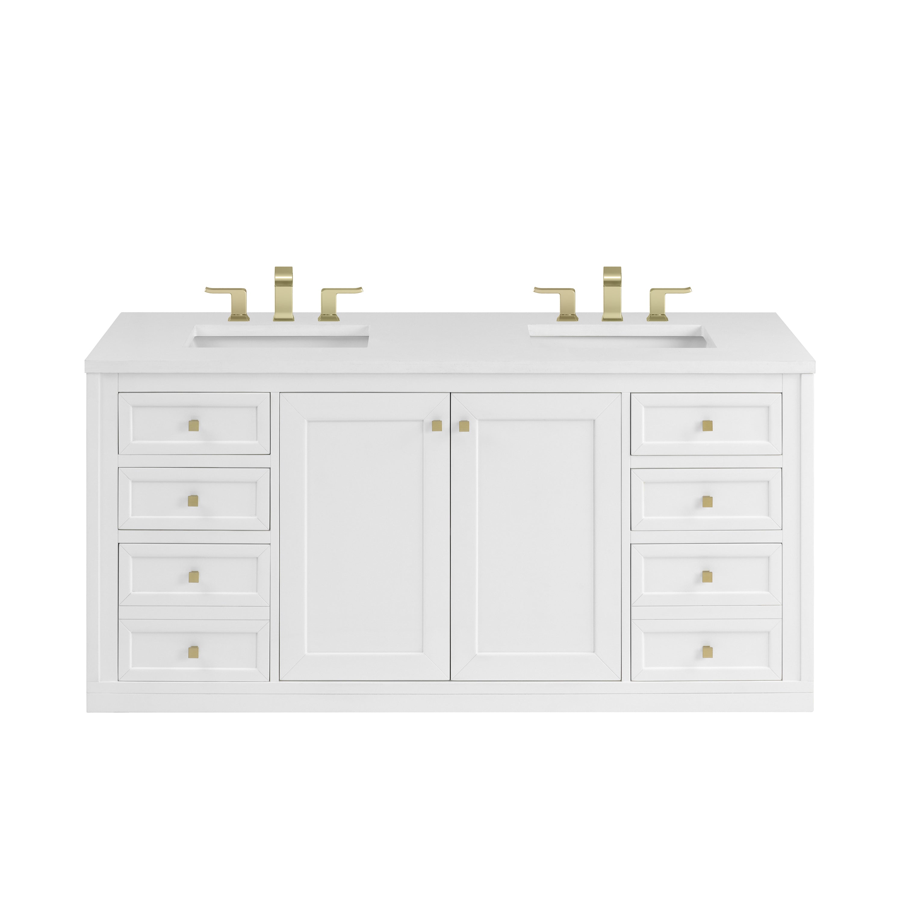 James Martin Chicago 60" Double Vanity in Glossy White with 3cm Countertop
