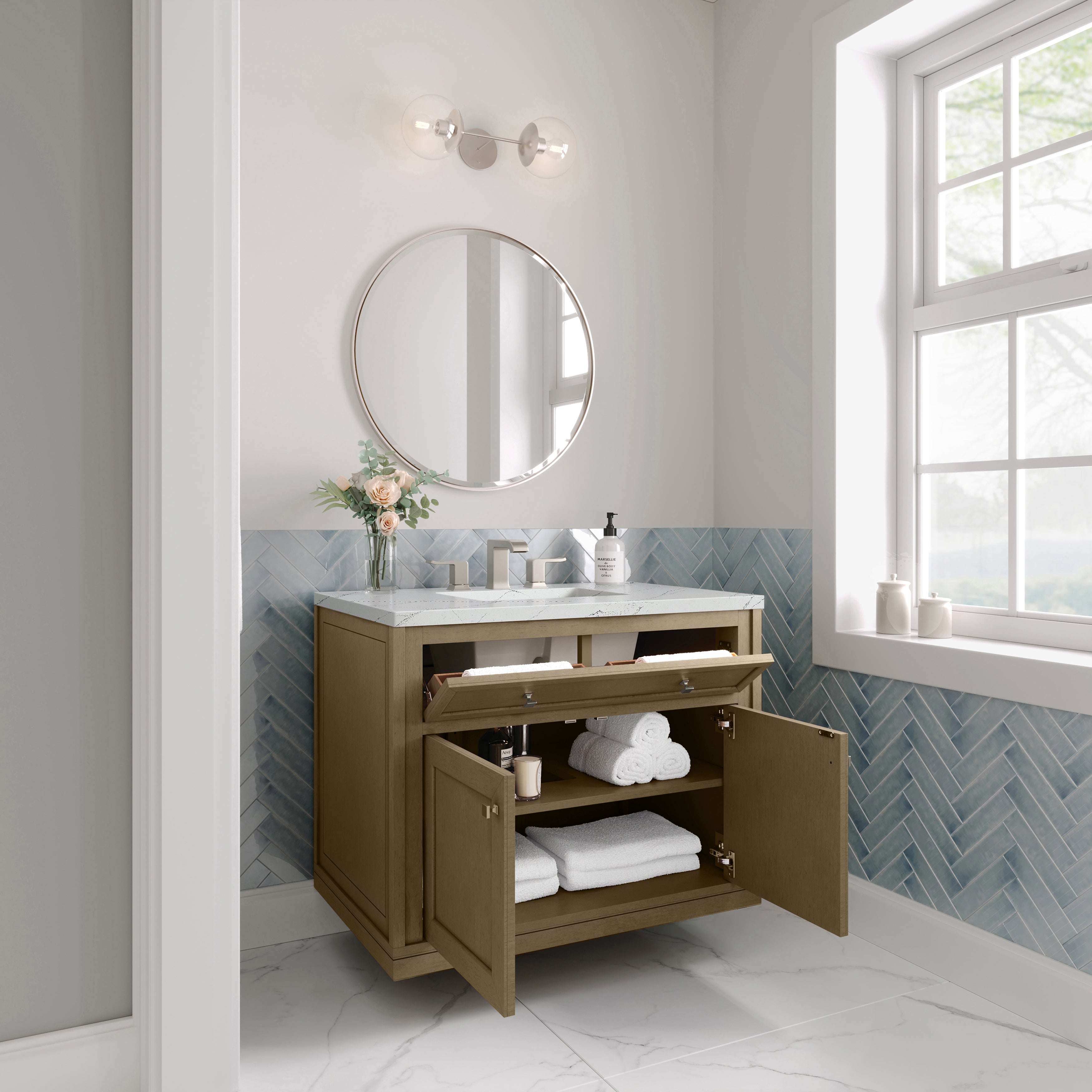 James Martin Chicago 36" Single Vanity in Walnut Whisper with 3cm Countertop