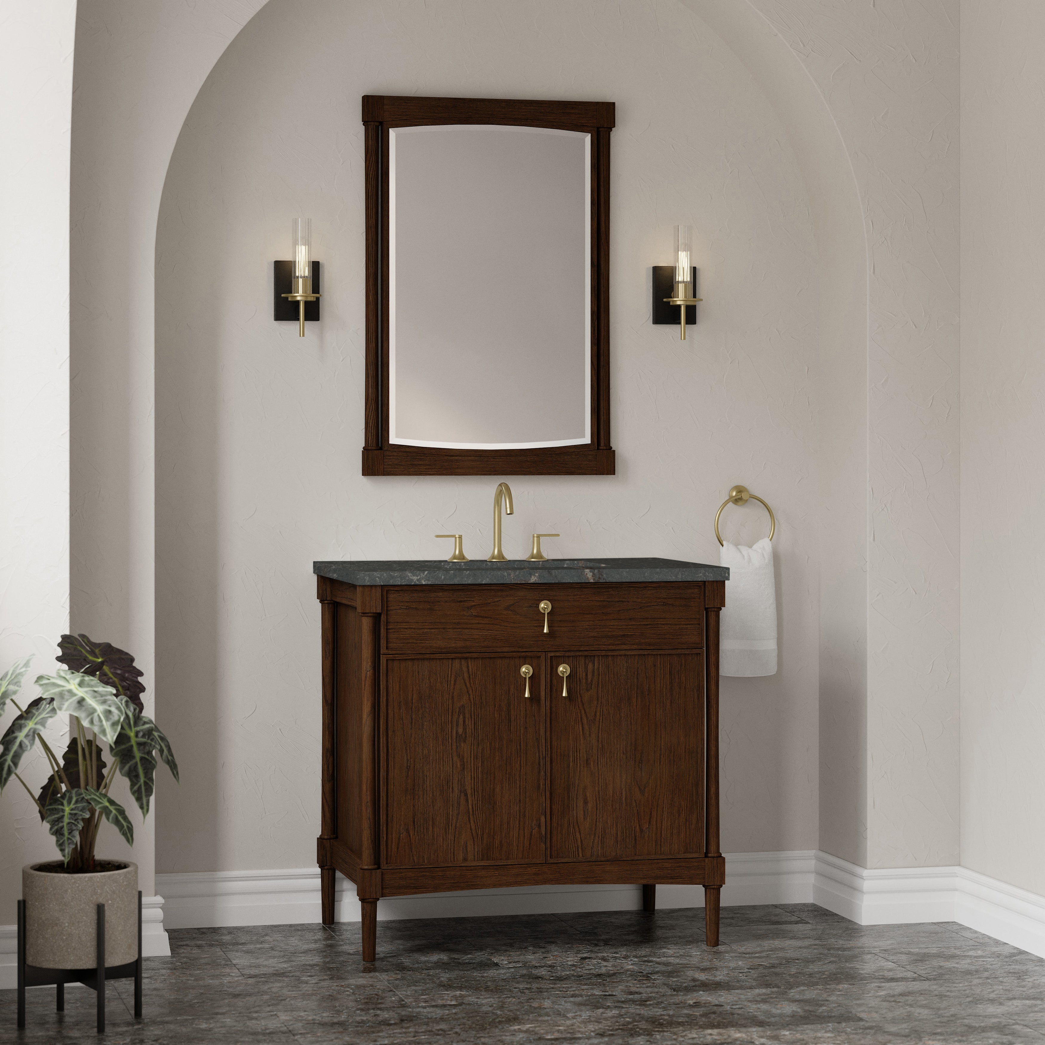 James Martin Kinnsden 36" Single Vanity in Sable Oak with 3cm Countertop