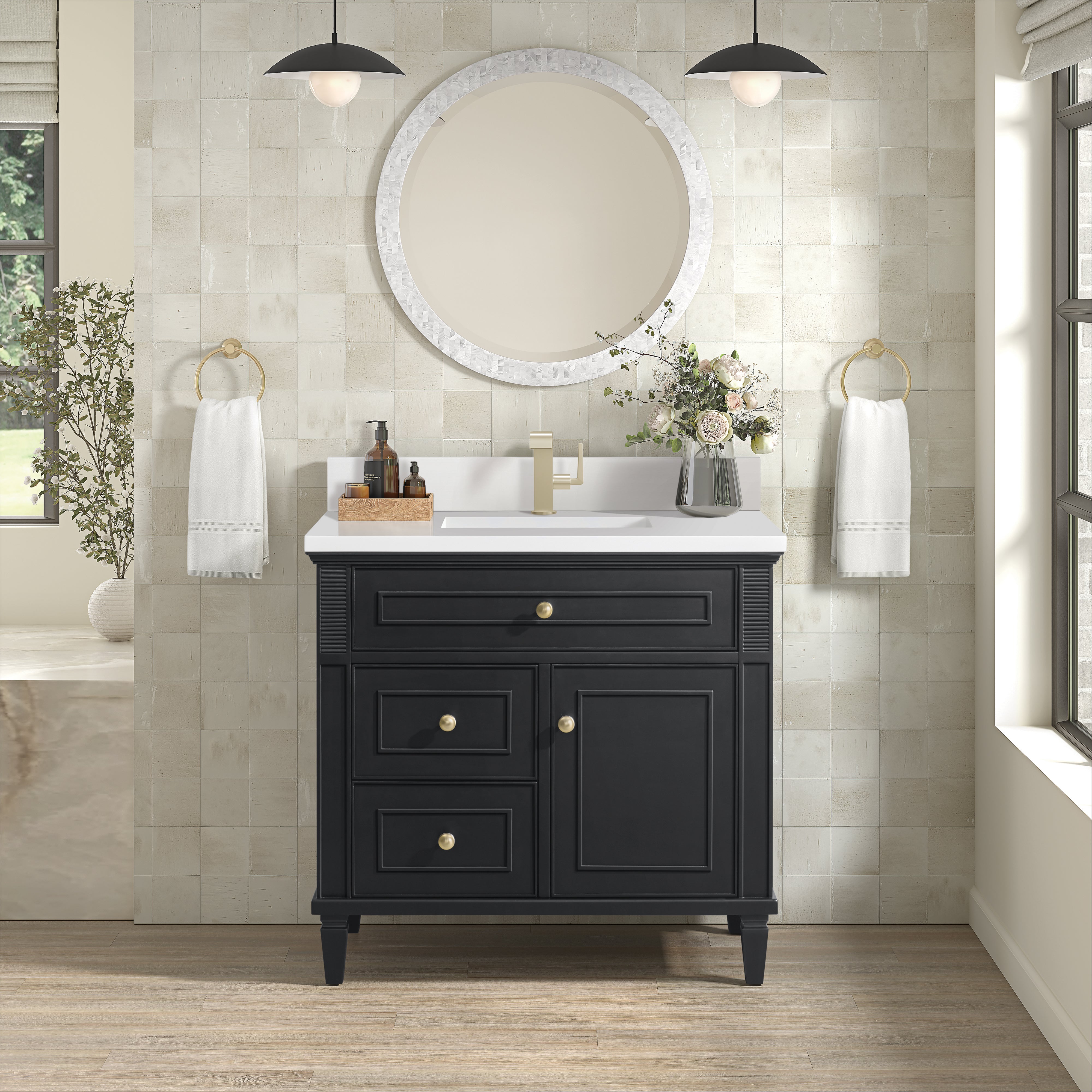 James Martin Lorelai 36" Single Vanity in Black Onyx with 3cm Countertop