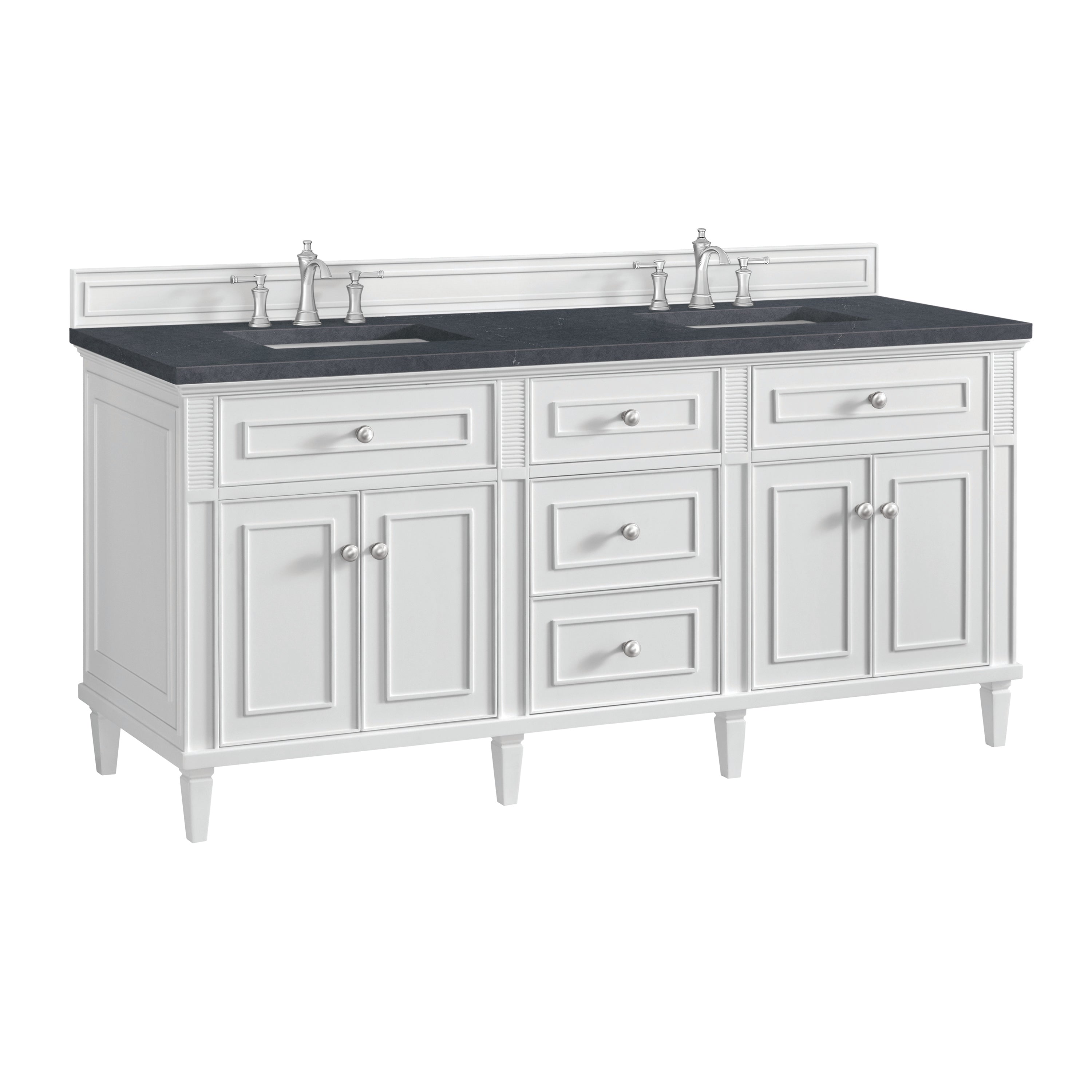 James Martin Lorelai 72" Double Vanity in Bright White with 3cm Countertop
