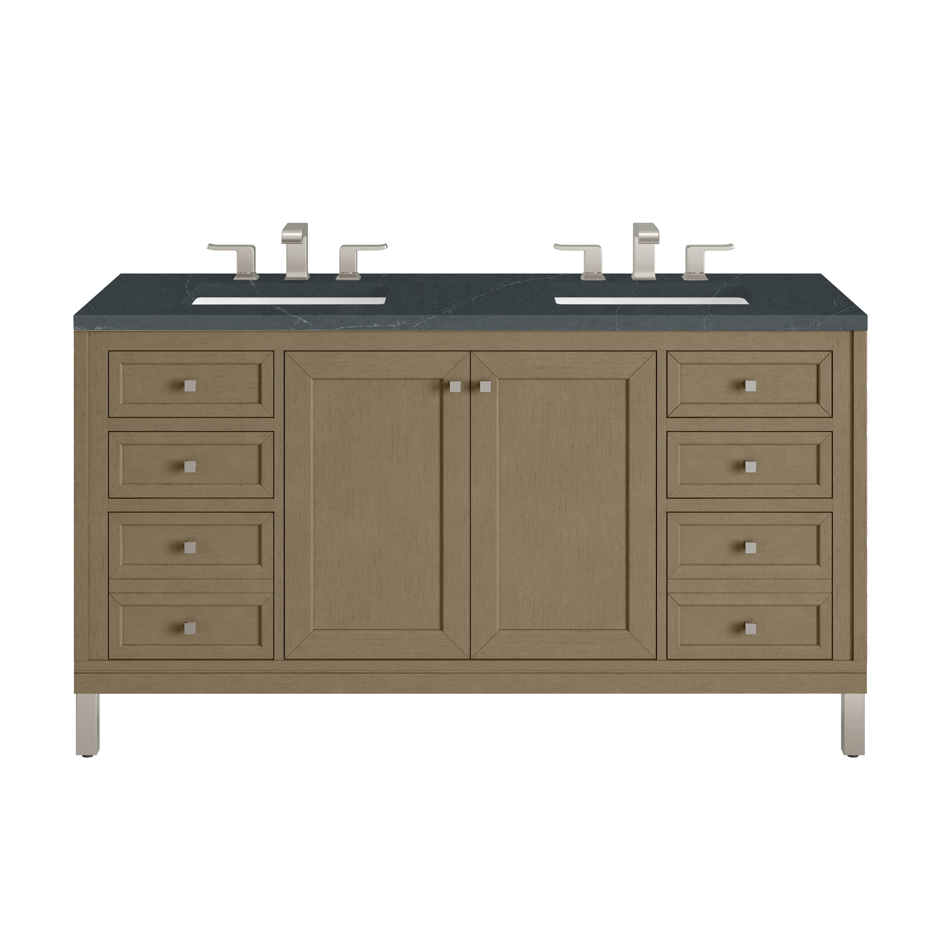 James Martin Chicago 60" Double Vanity in Walnut Whisper with 3cm Countertop