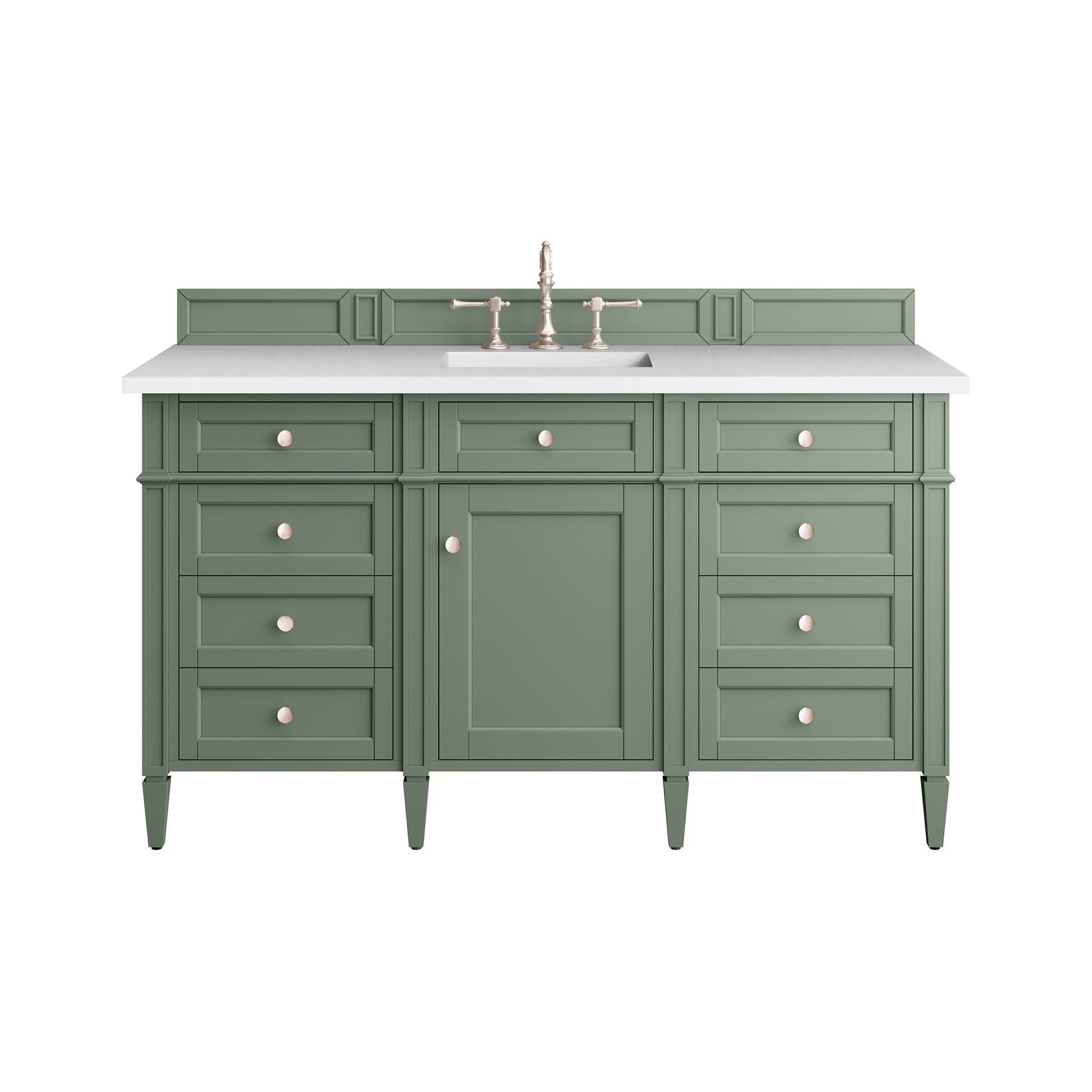 James Martin Brittany 60" Single Vanity in Smokey Celadon with 3cm Countertop