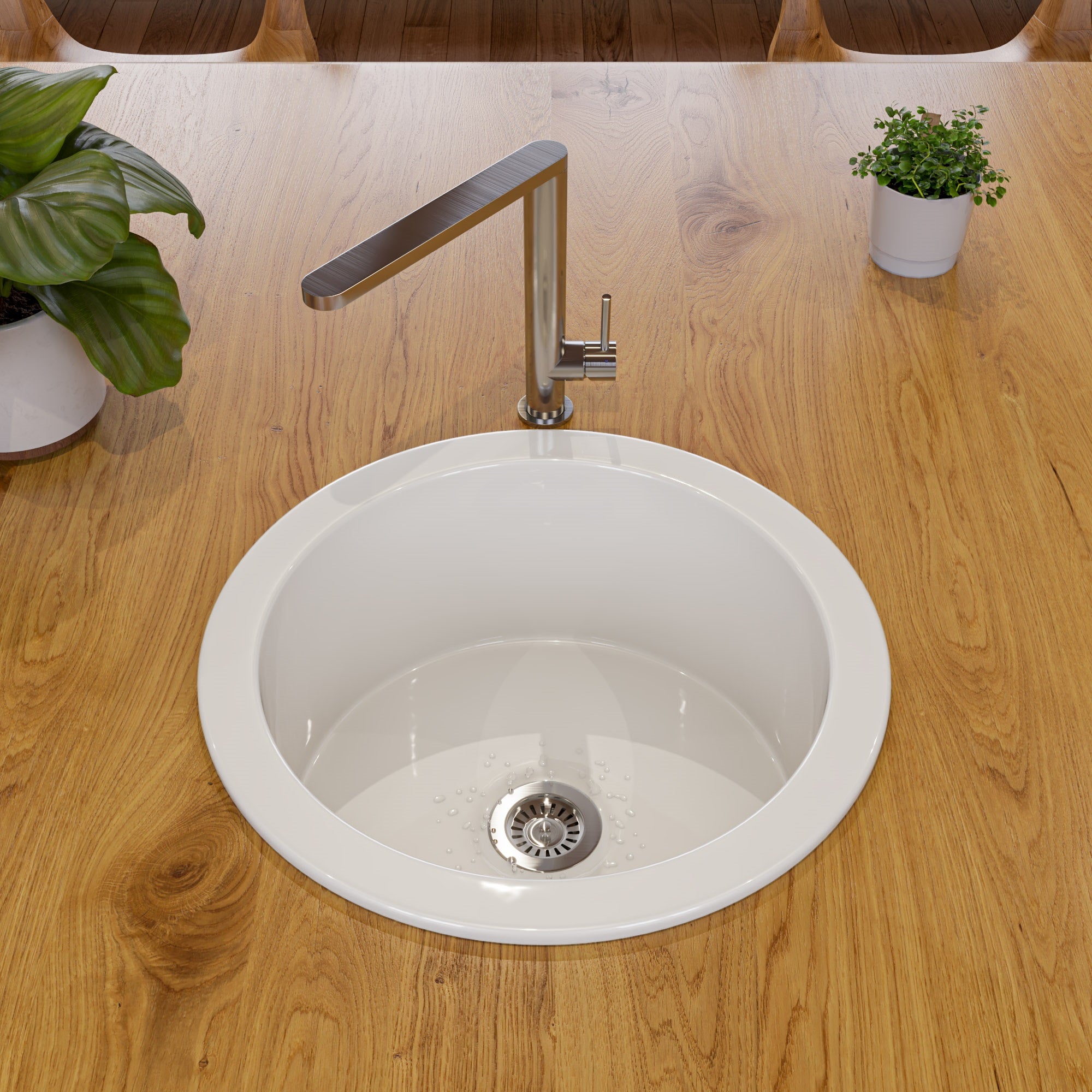 ALFI brand ABF1818R Round 18" x 18" Undermount / Drop In Fireclay Prep Sink