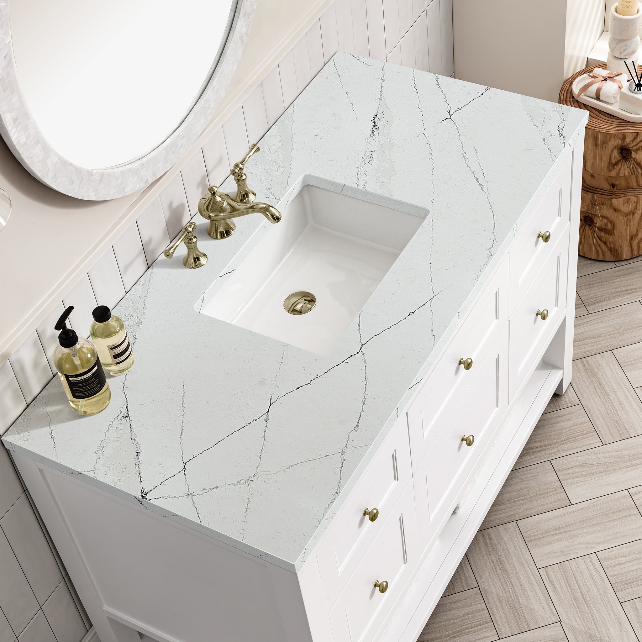 James Martin Breckenridge 48" Single Vanity in Bright White with 3cm Countertop