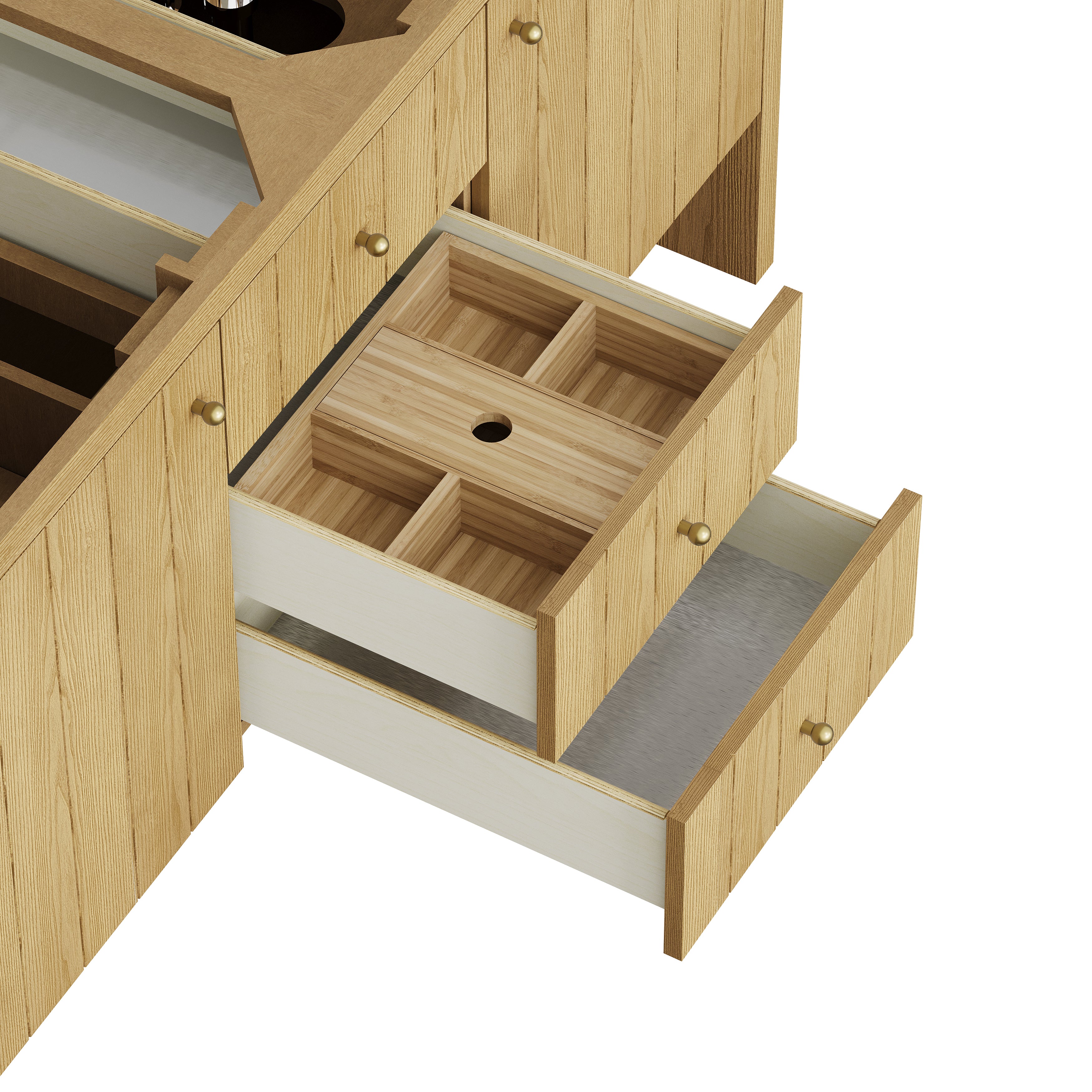 James Martin Hudson 60" Double Vanity in Light Natural Oak with 3cm Countertop and FreePower Wireless Charger