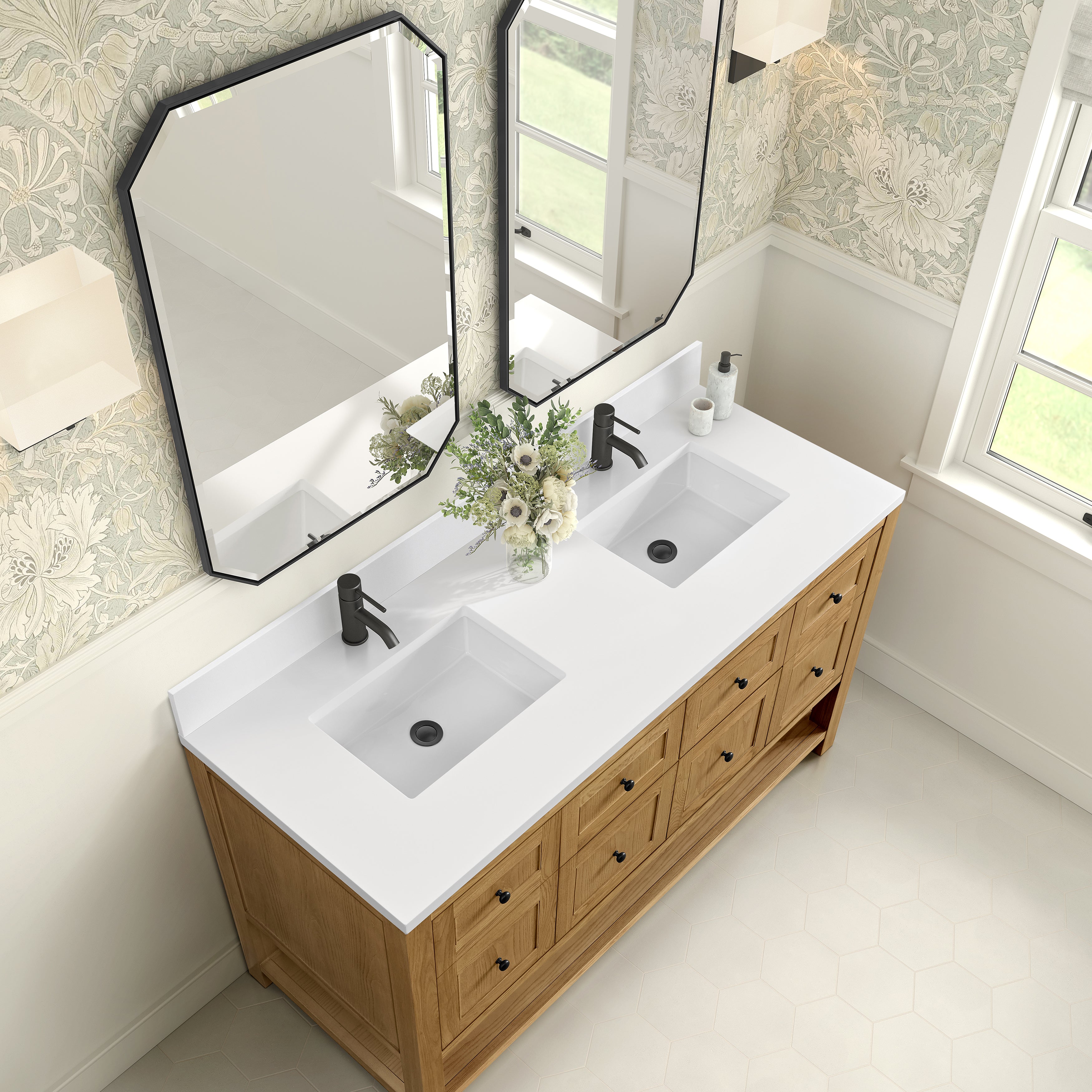 James Martin Breckenridge 60" Double Vanity in Light Natural Oak with 3cm Countertop