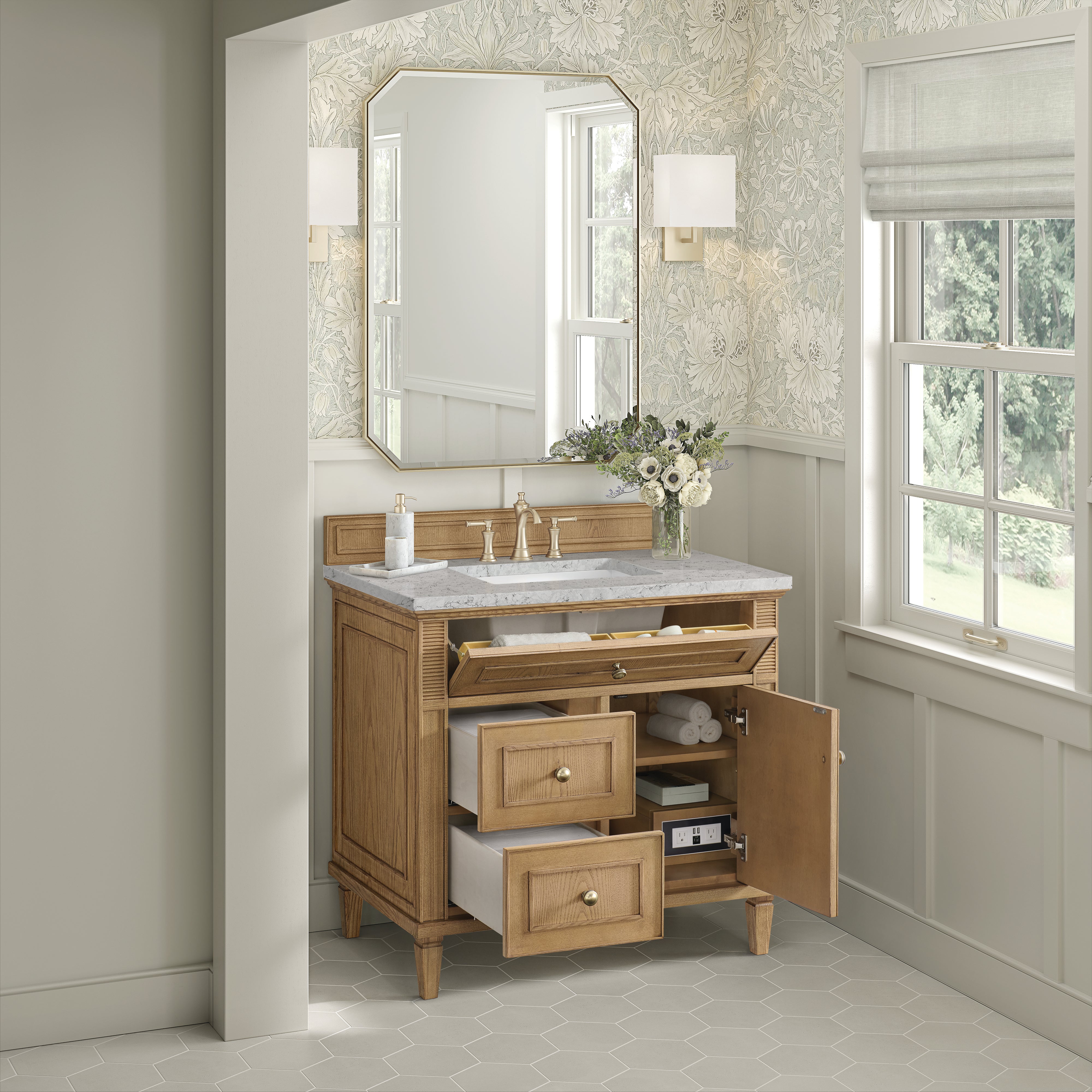 James Martin Lorelai 36" Single Vanity in Light Natural Oak with 3cm Countertop