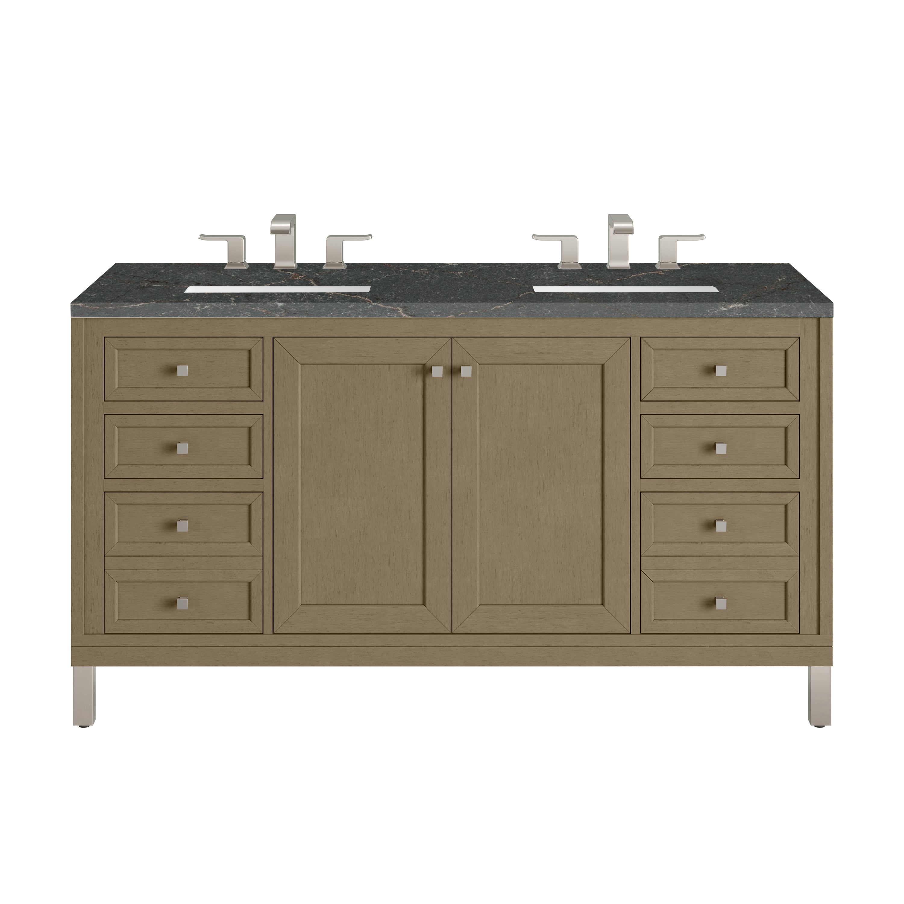 James Martin Chicago 60" Double Vanity in Walnut Whisper with 3cm Countertop