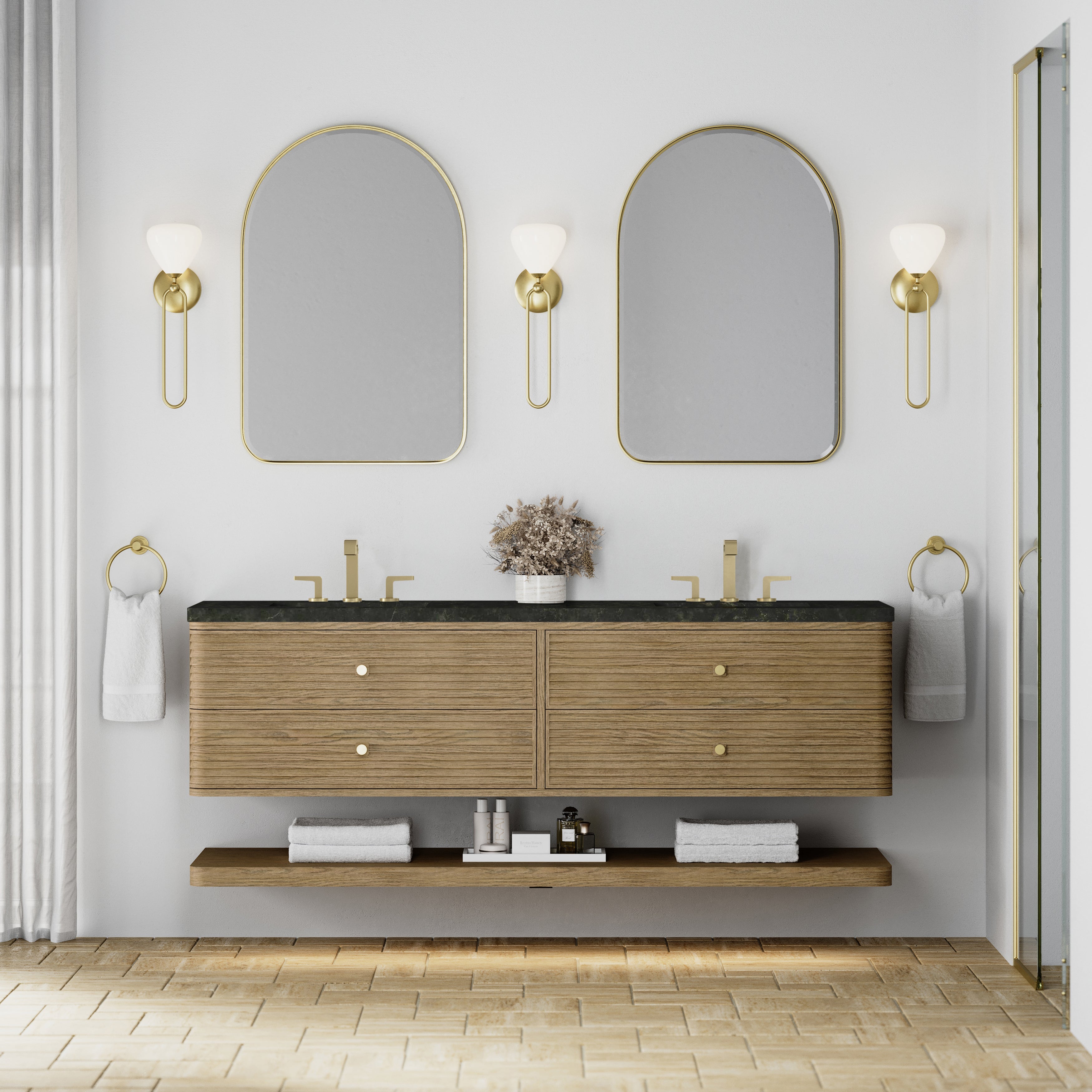 James Martin Allamari 72" Double Vanity in Dune Mist with 3cm Countertop
