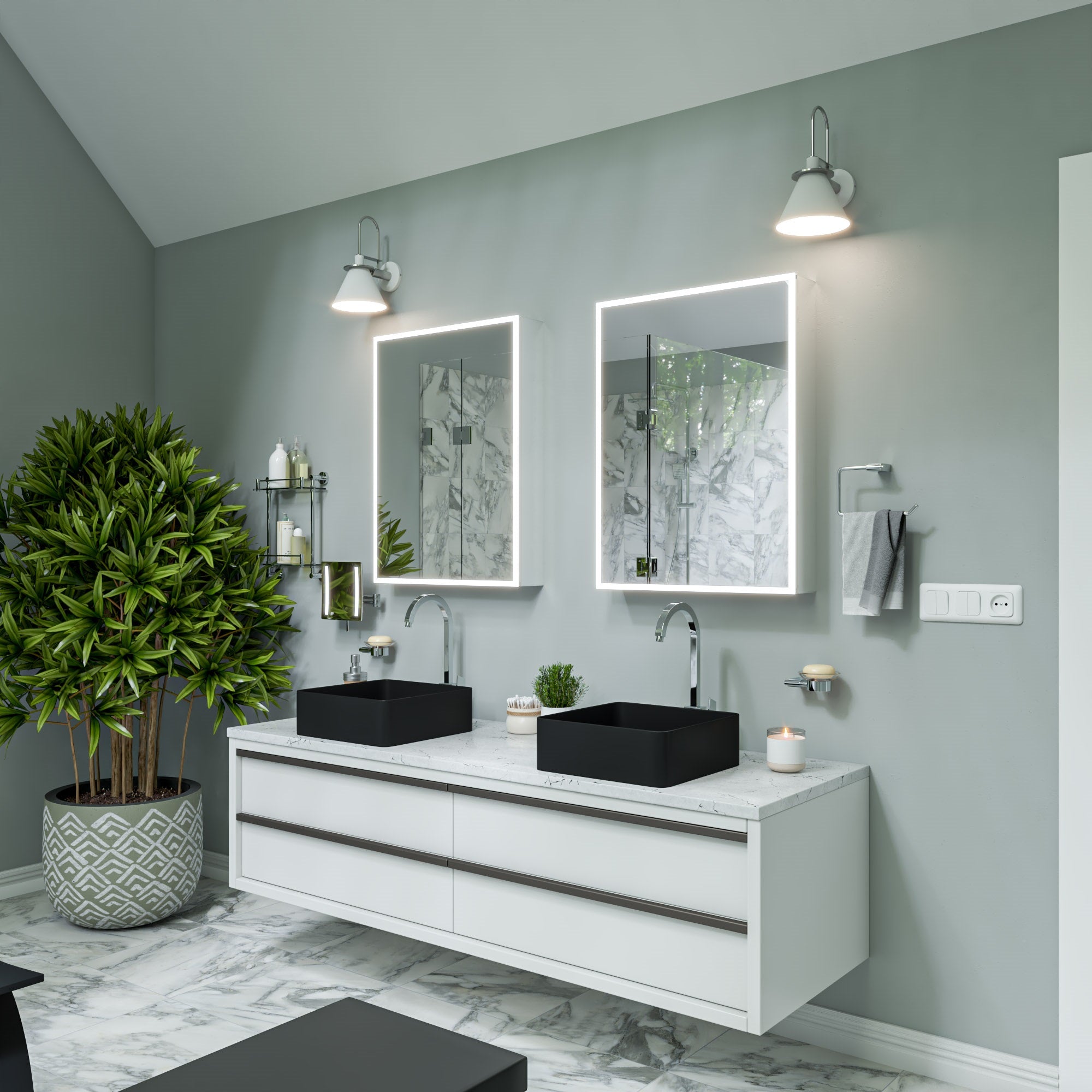ALFI brand ABC903 16" Modern Square Above Mount Ceramic Sink