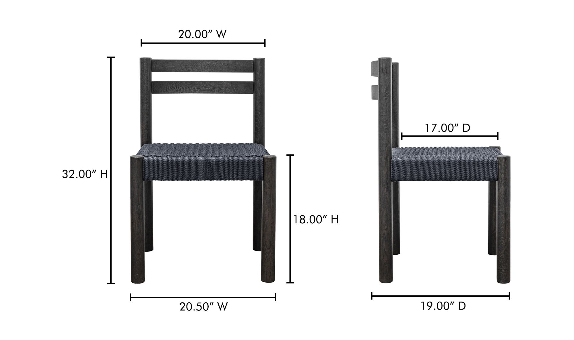 Moes Finn Dining Chair Black–Set Of Two QO-1004
