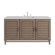 James Martin Portland 60" Single Vanity in Whitewashed Walnut with 3cm Countertop and FreePower Wireless Charger