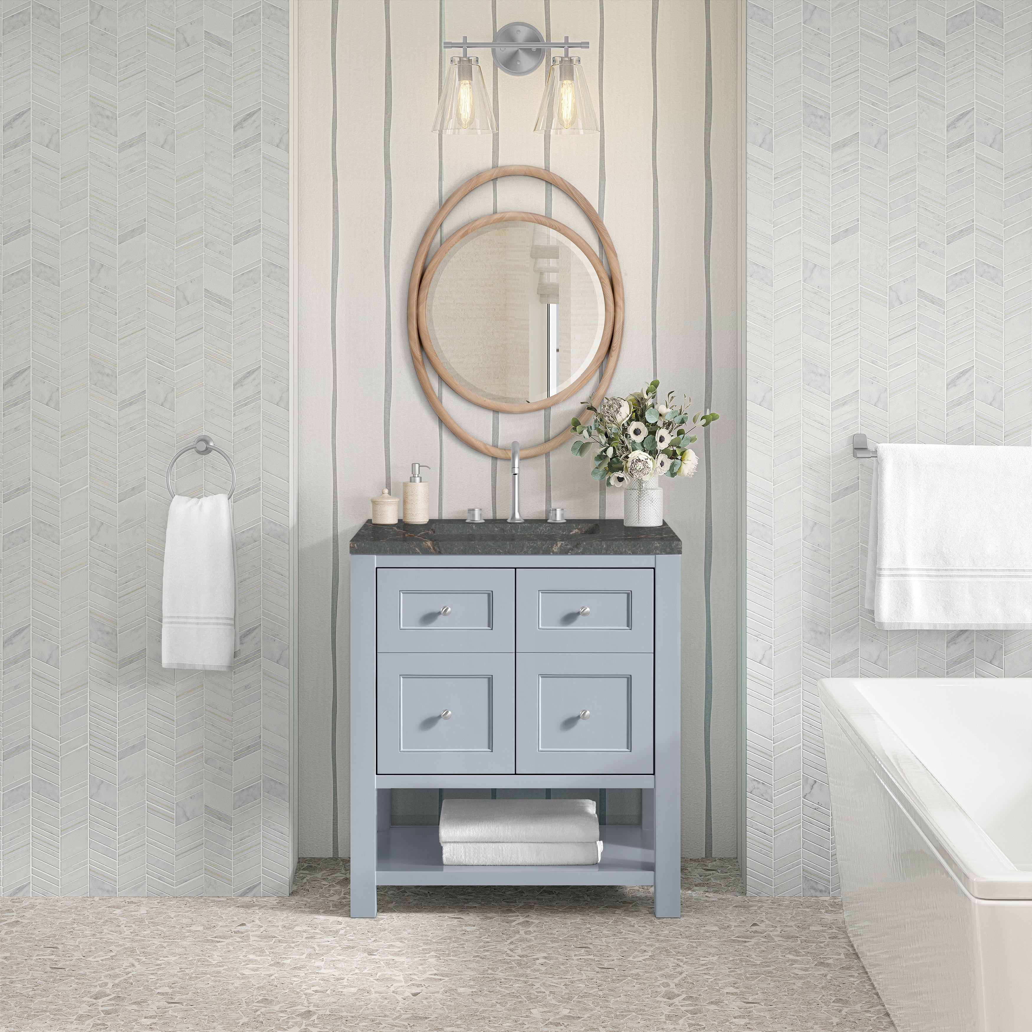 James Martin Breckenridge 30" Single in Serenity Blue with 3cm Countertop