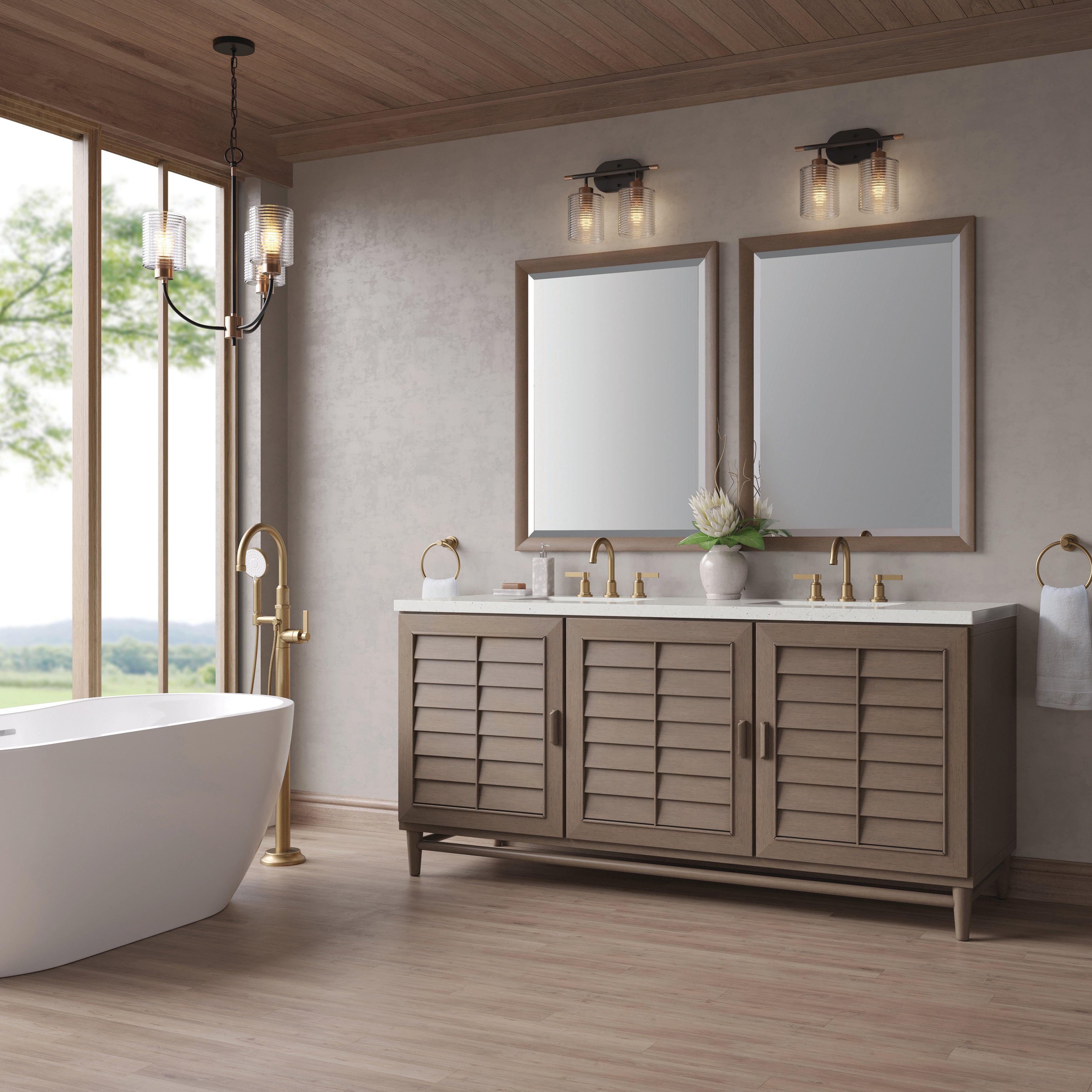 James Martin Portland 72" Double Vanity in Whitewashed Walnut with 3cm Countertop