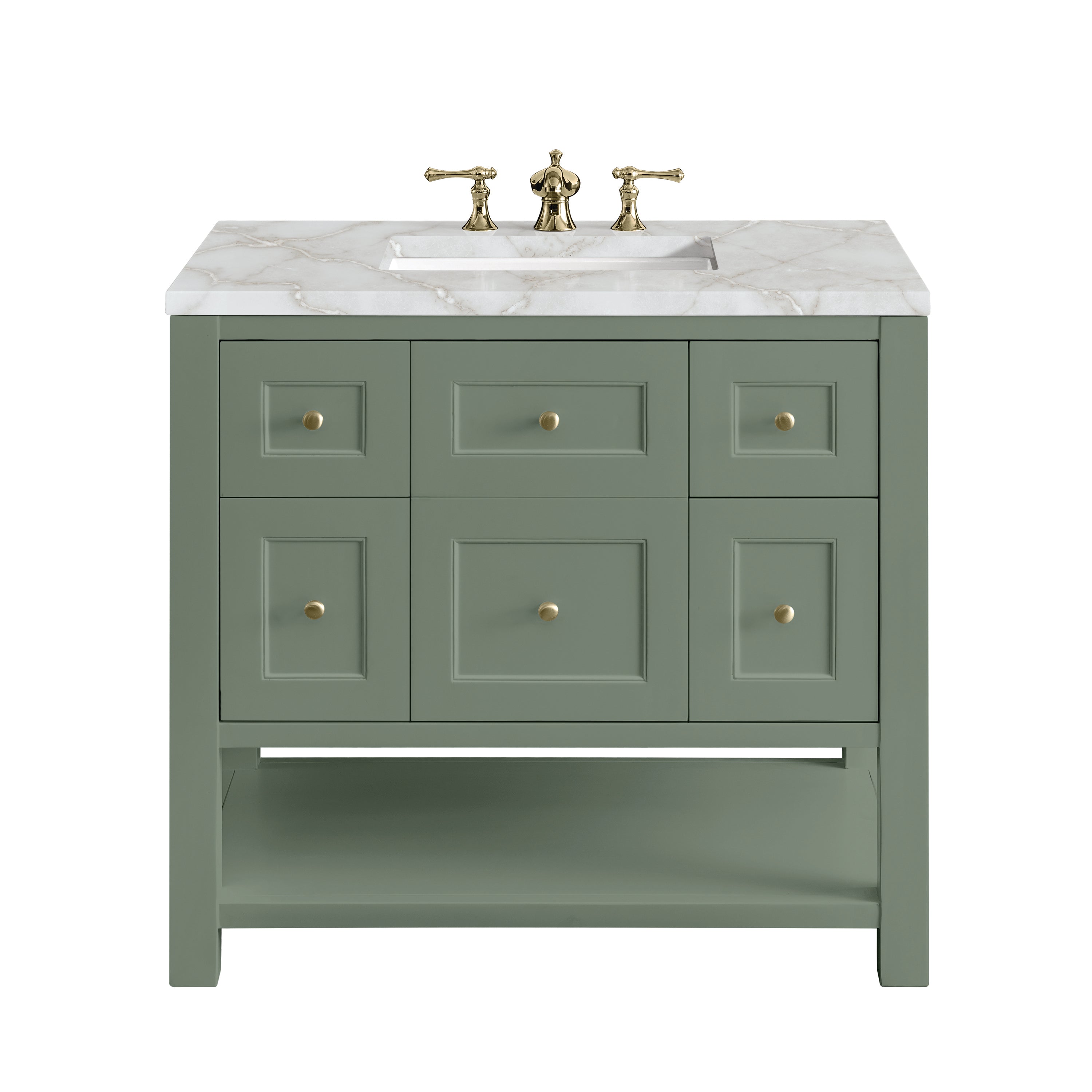 James Martin Breckenridge 36" Single Vanity in Smokey Celadon with 3cm Countertop