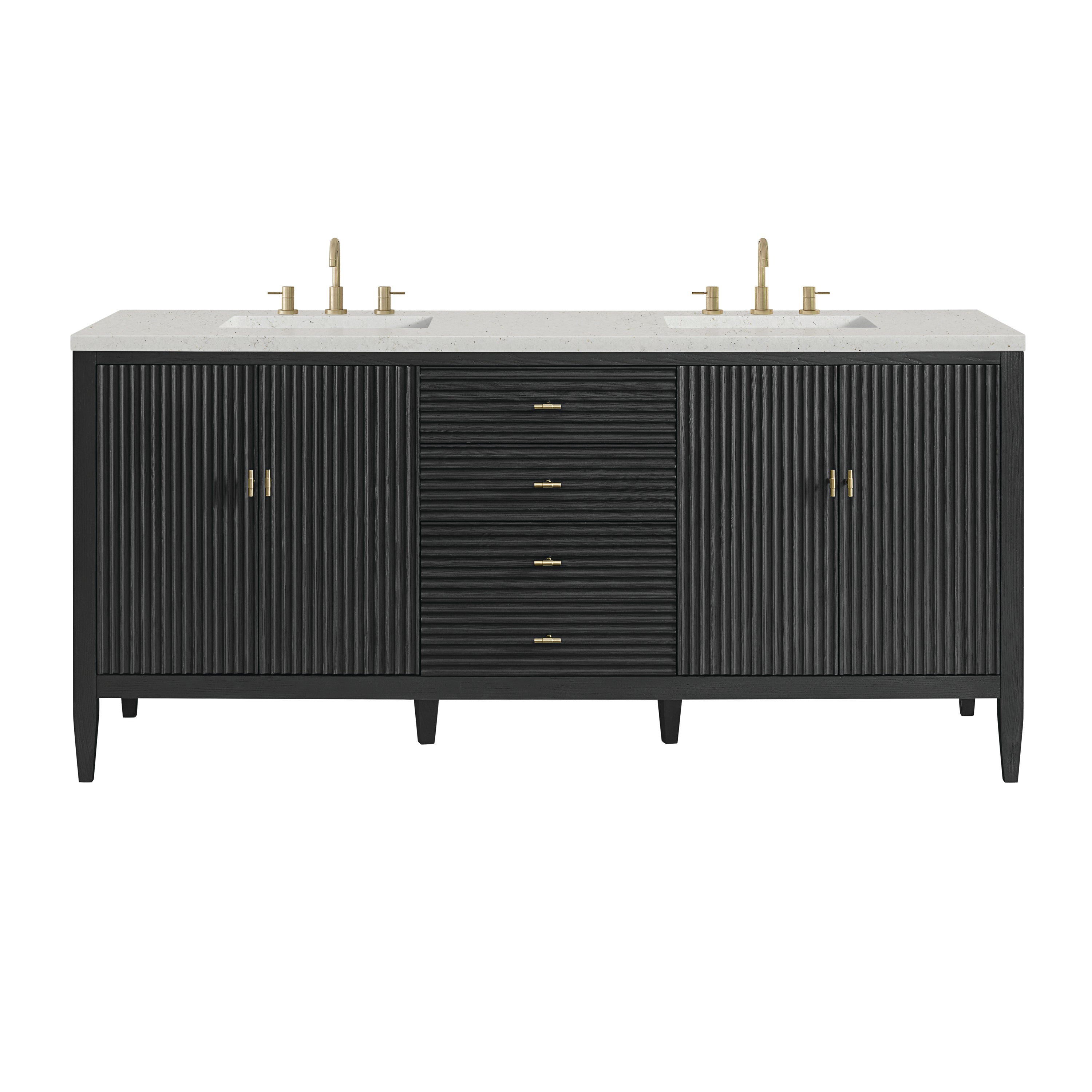 James Martin Myrrin 72" Double Vanity in Carbon Oak with 3cm Countertop