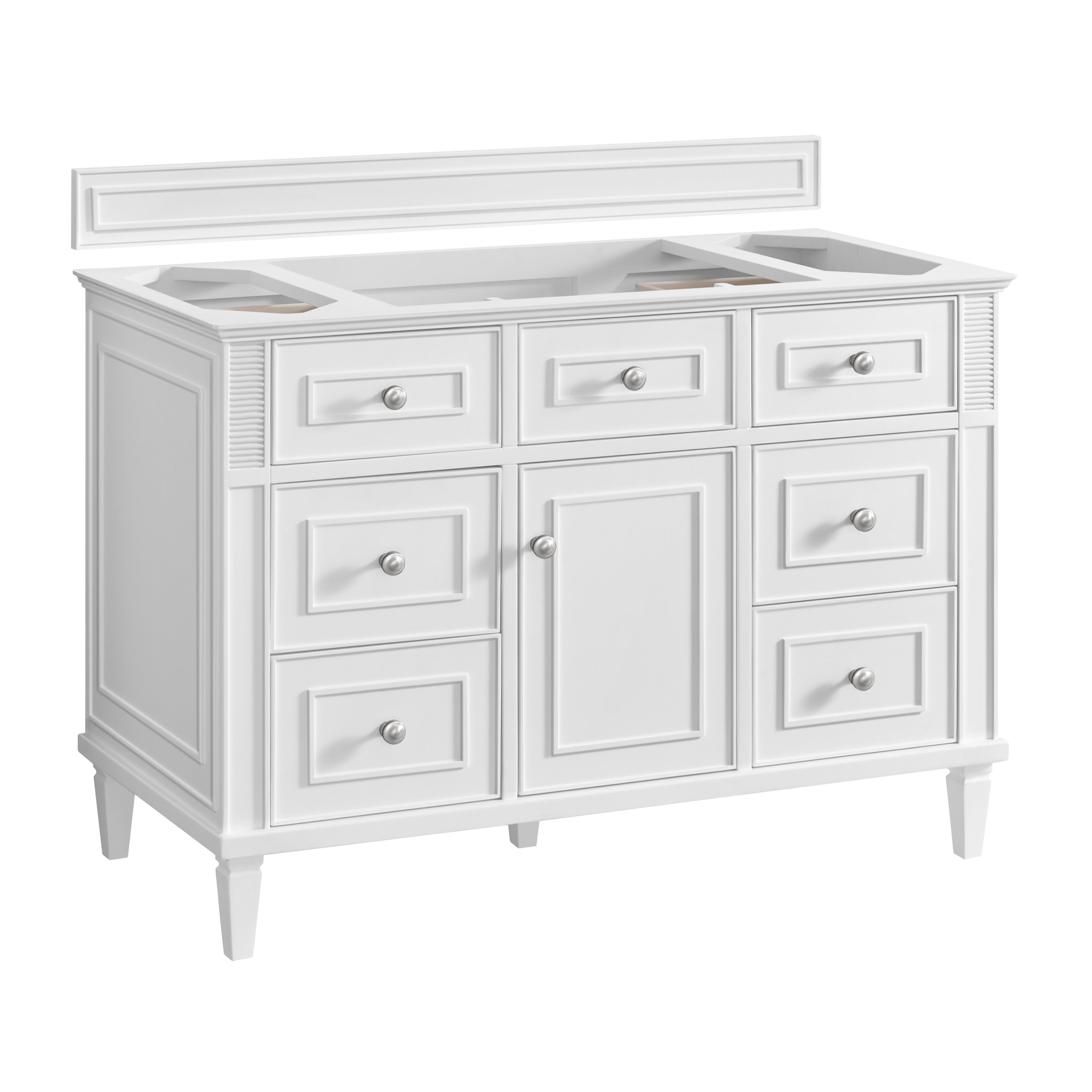 James Martin Lorelai 48" Single Vanity in Bright White with 3cm Countertop and FreePower Wireless Charger