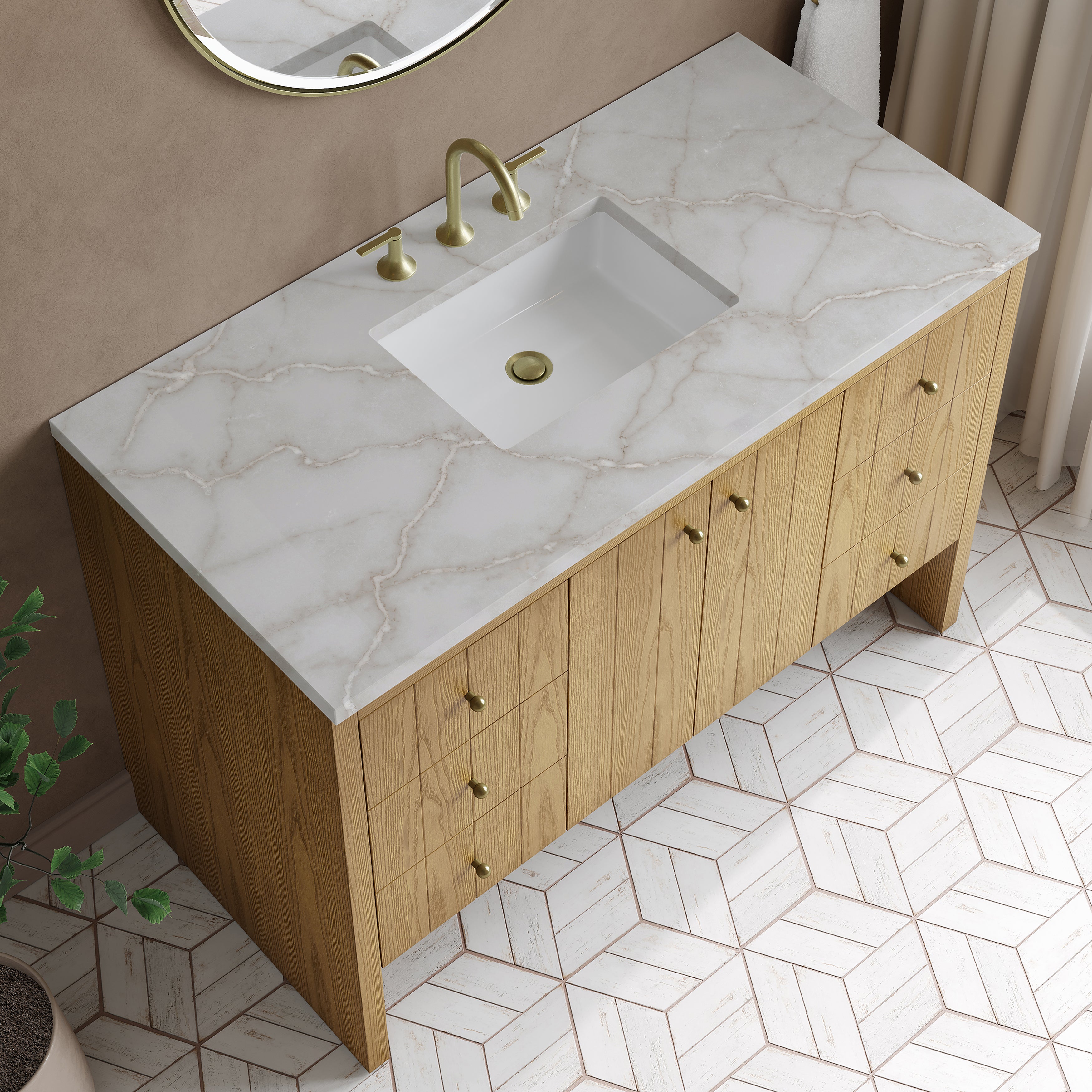 James Martin Hudson 48" Single Vanity in Light Natural Oak with 3cm Countertop