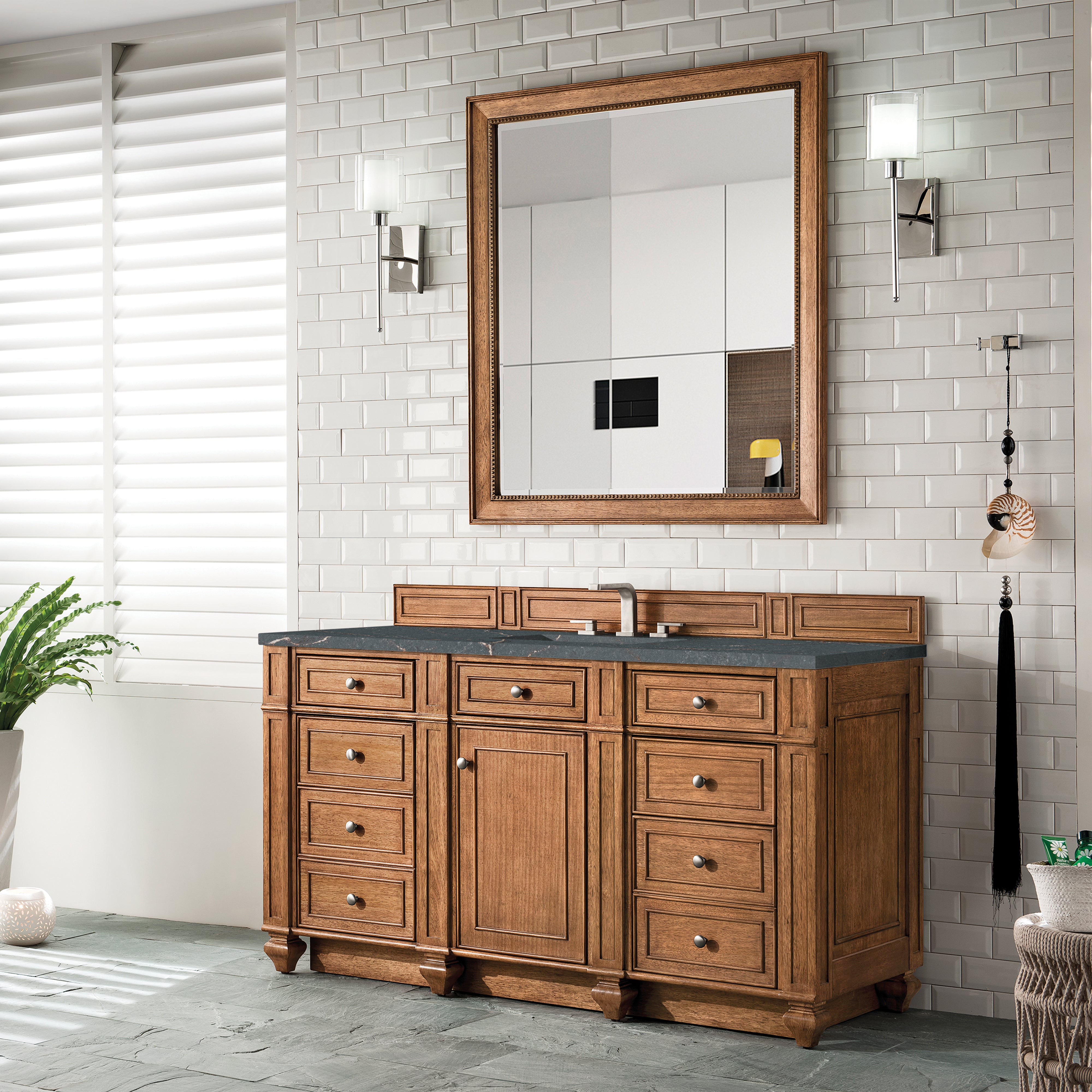 James Martin Bristol 60" Single Vanity in Saddle Brown with 3cm Countertop