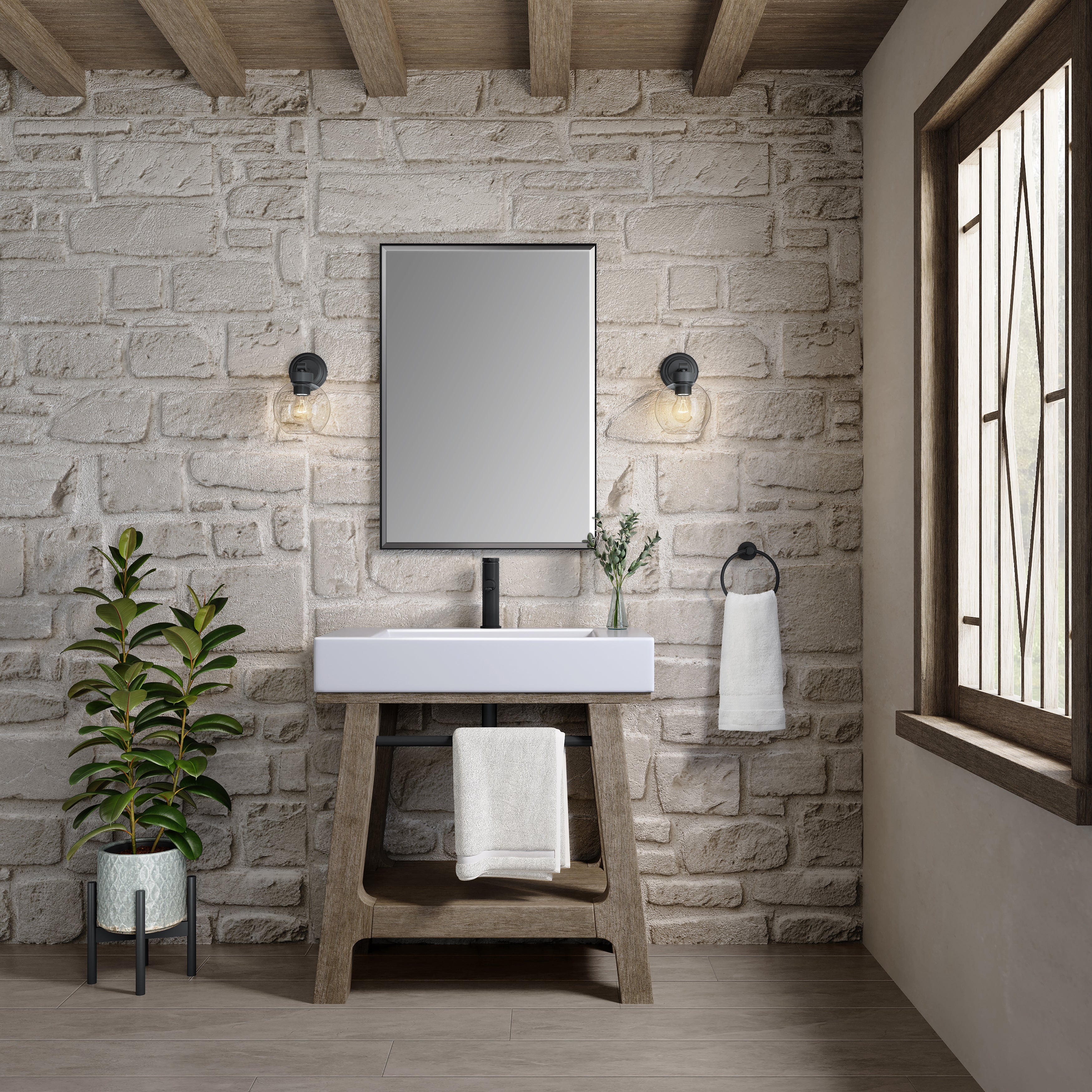 James Martin Auburn 31.5" Single Weathered Timber Sink Console
