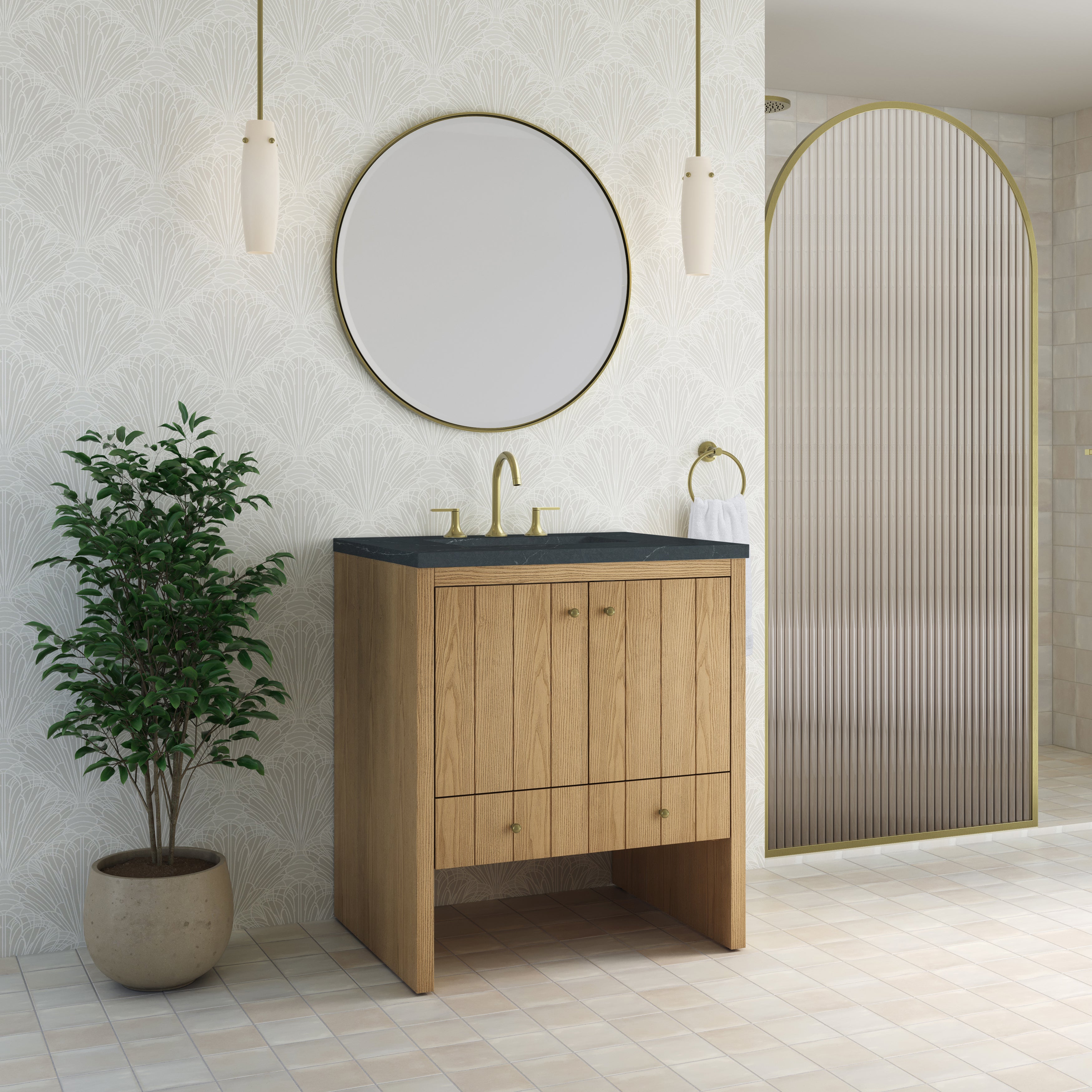 James Martin Hudson 30" Single Vanity in Light Natural Oak with 3cm Countertop