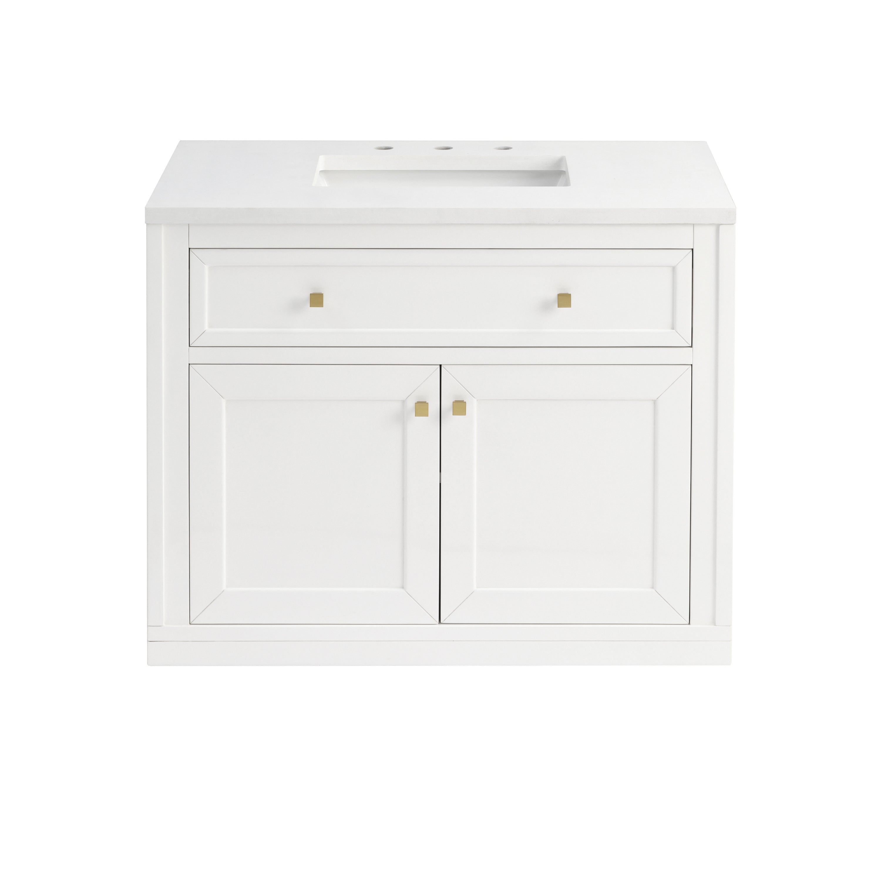 James Martin Chicago 36" Single Vanity in Glossy White with 3cm Countertop