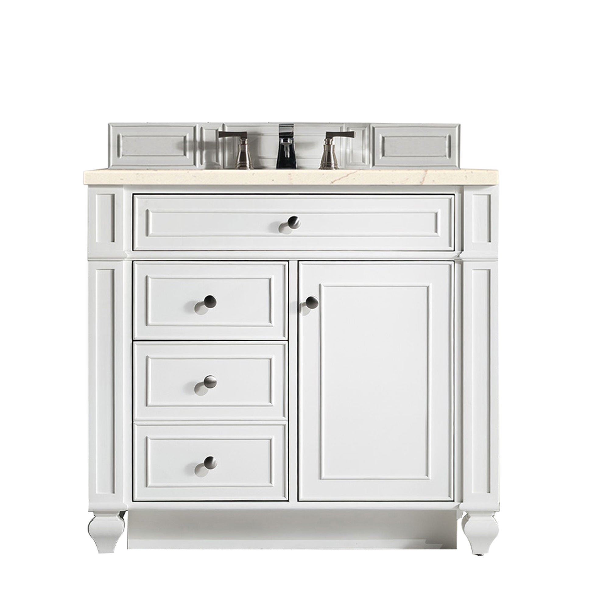 James Martin Bristol 36" Single Vanity in Bright White with 3cm Countertop