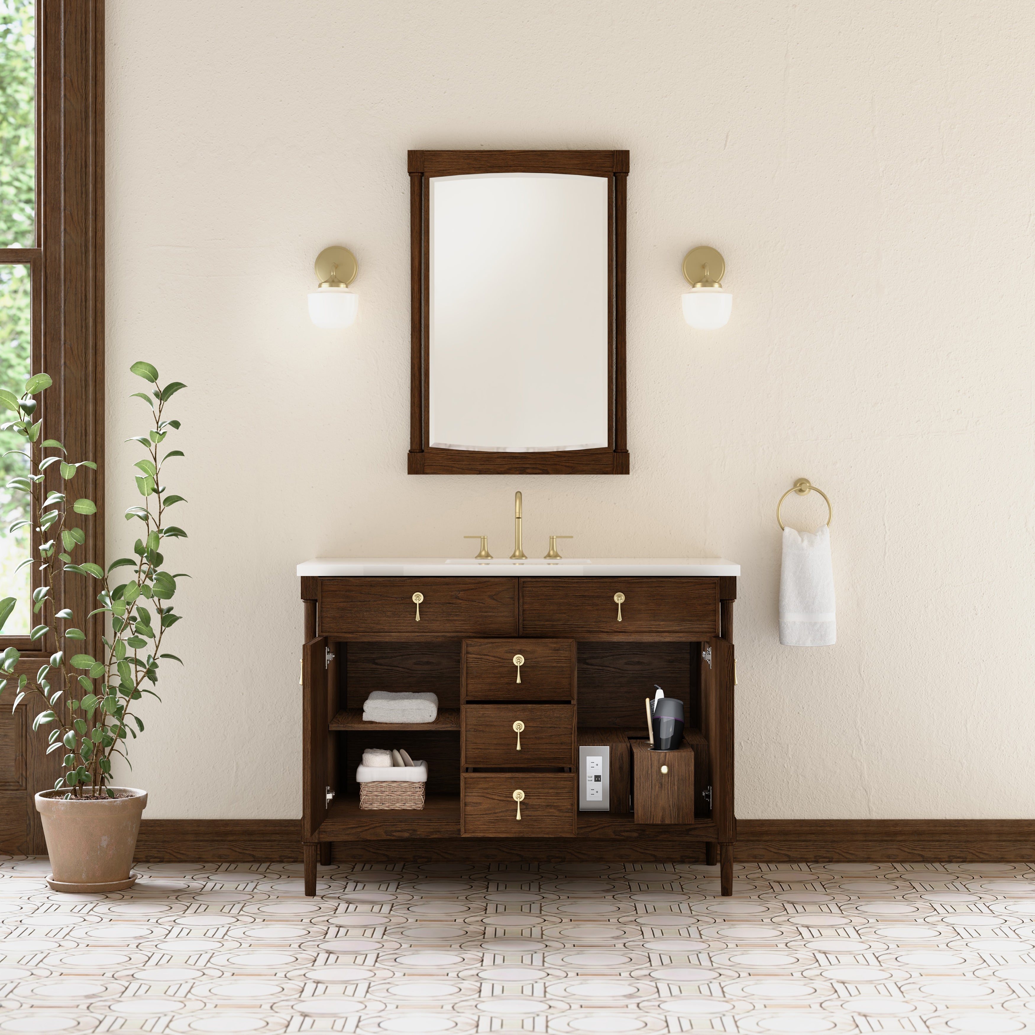 James Martin Kinnsden 48" Single Vanity in Sable Oak with 3cm Countertop