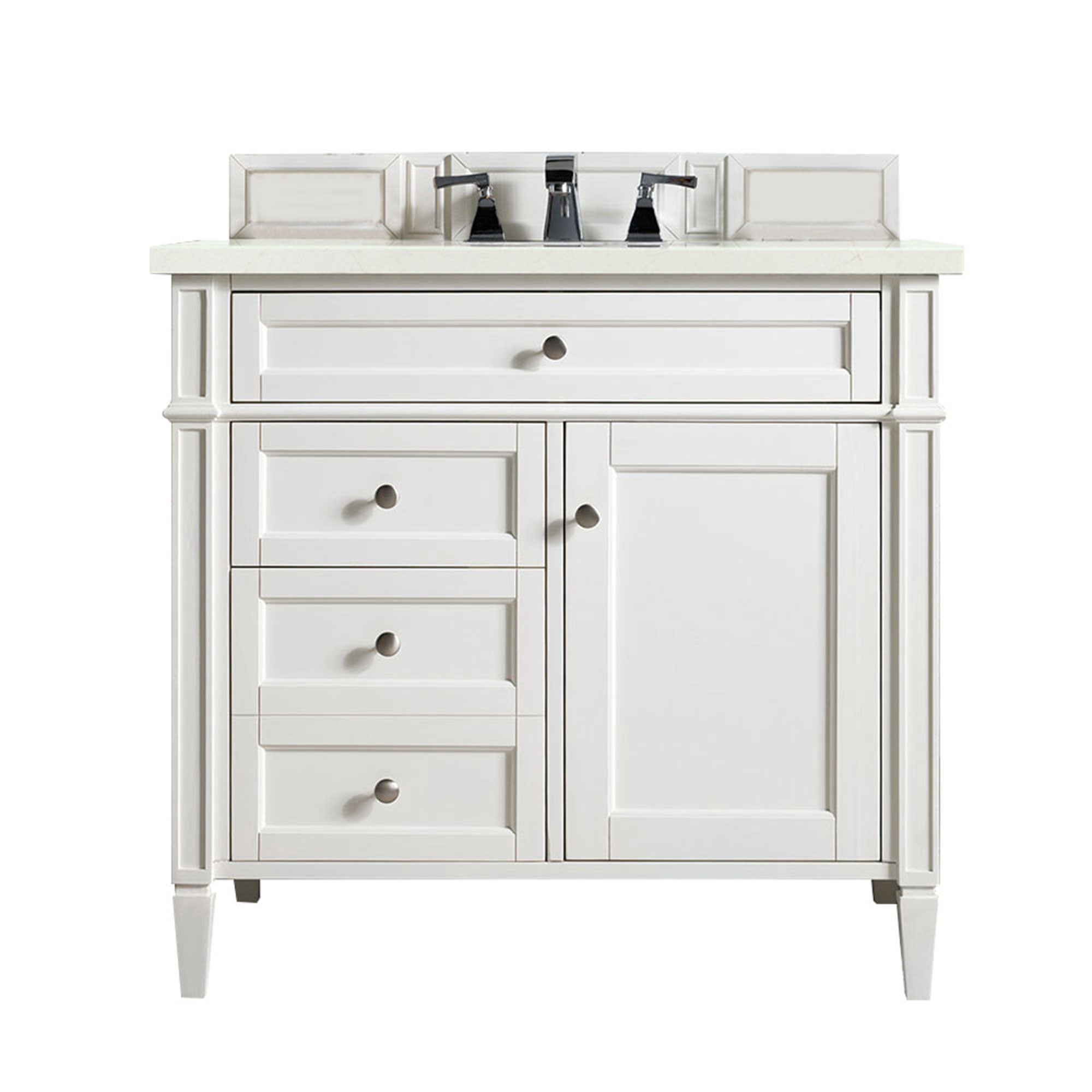 James Martin Brittany 36" Single Vanity in Bright White with 3cm Countertop