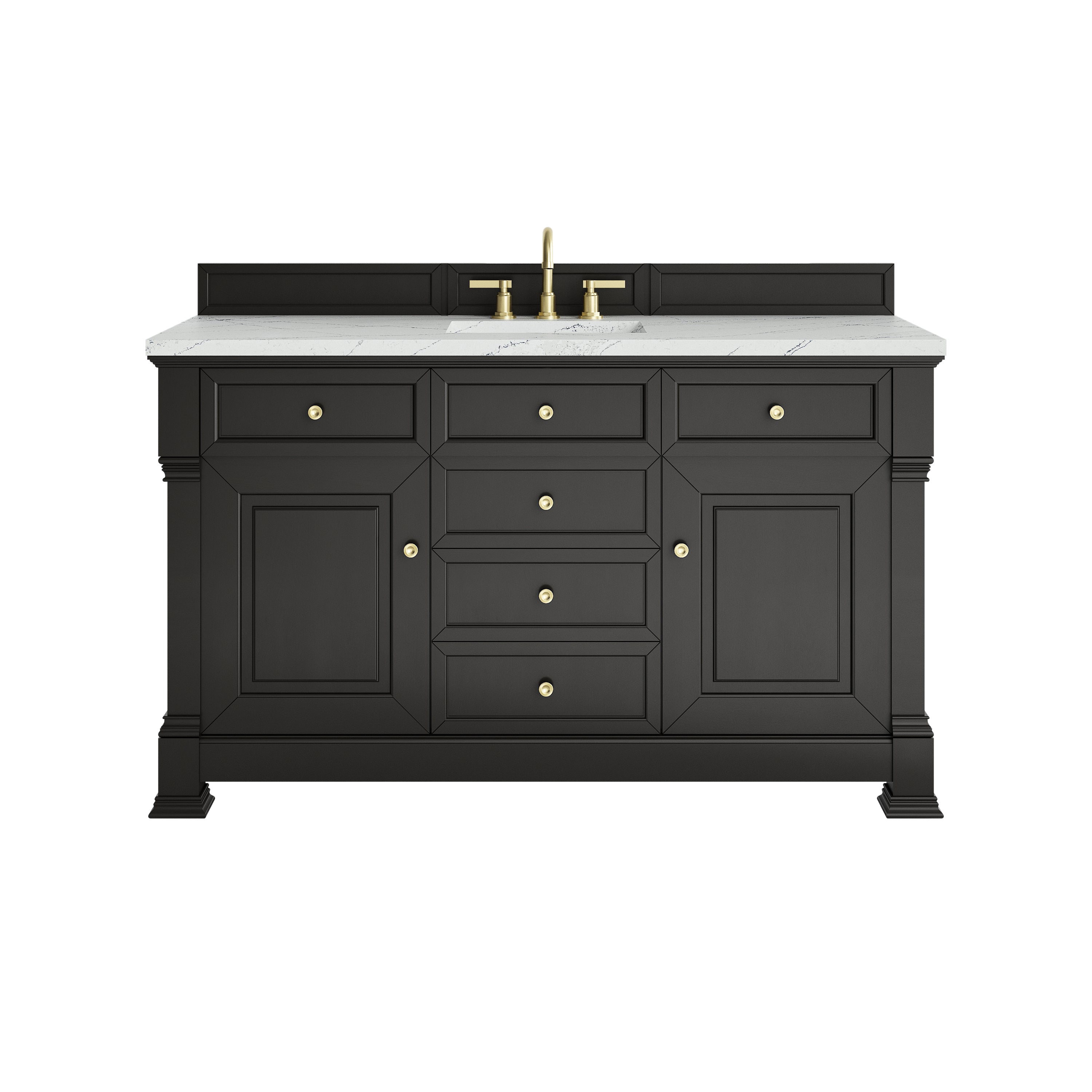 James Martin Brookfield 60" Single Vanity in Black Onyx with 3cm Countertop