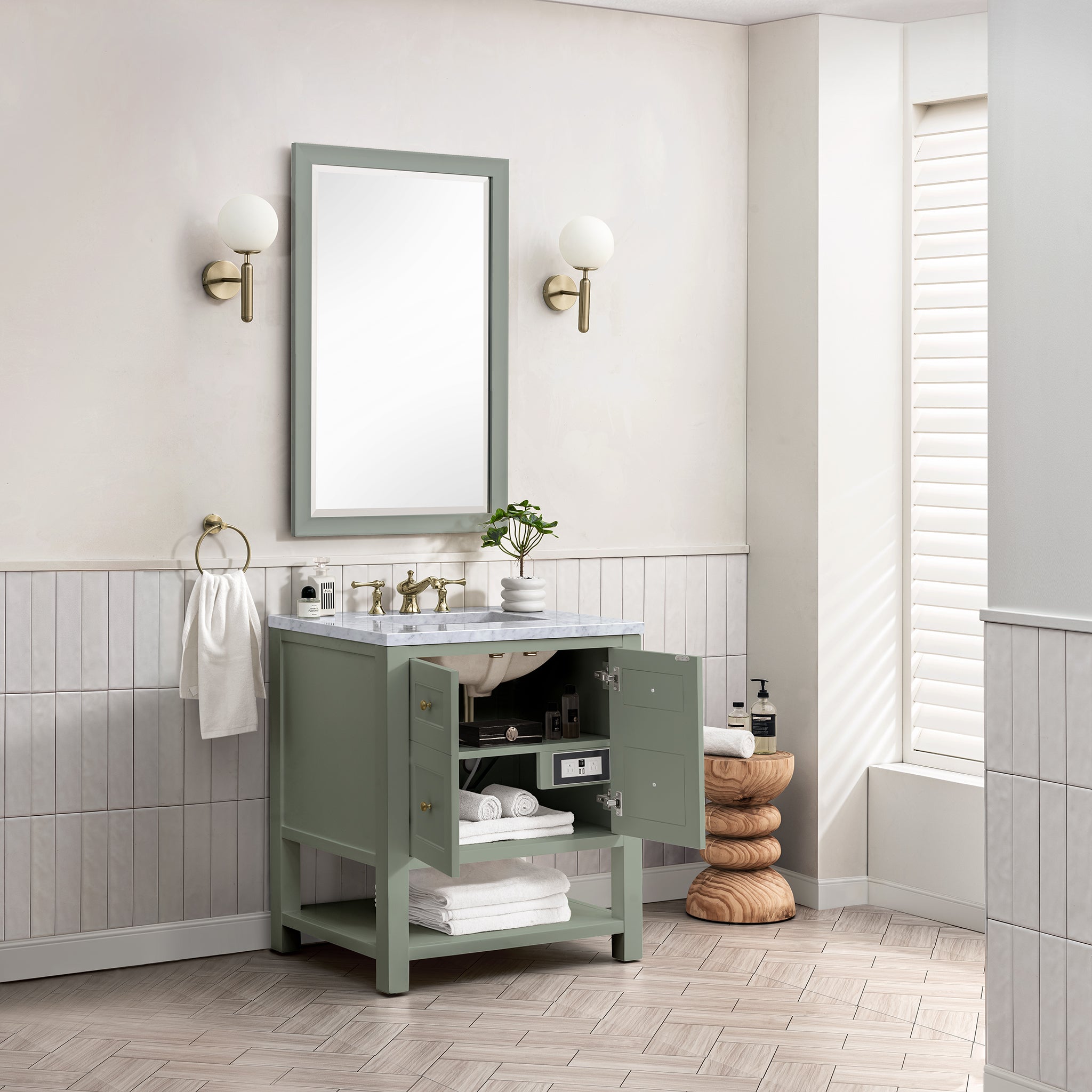 James Martin Breckenridge 30" Single Vanity in Smokey Celadon with 3cm Countertop