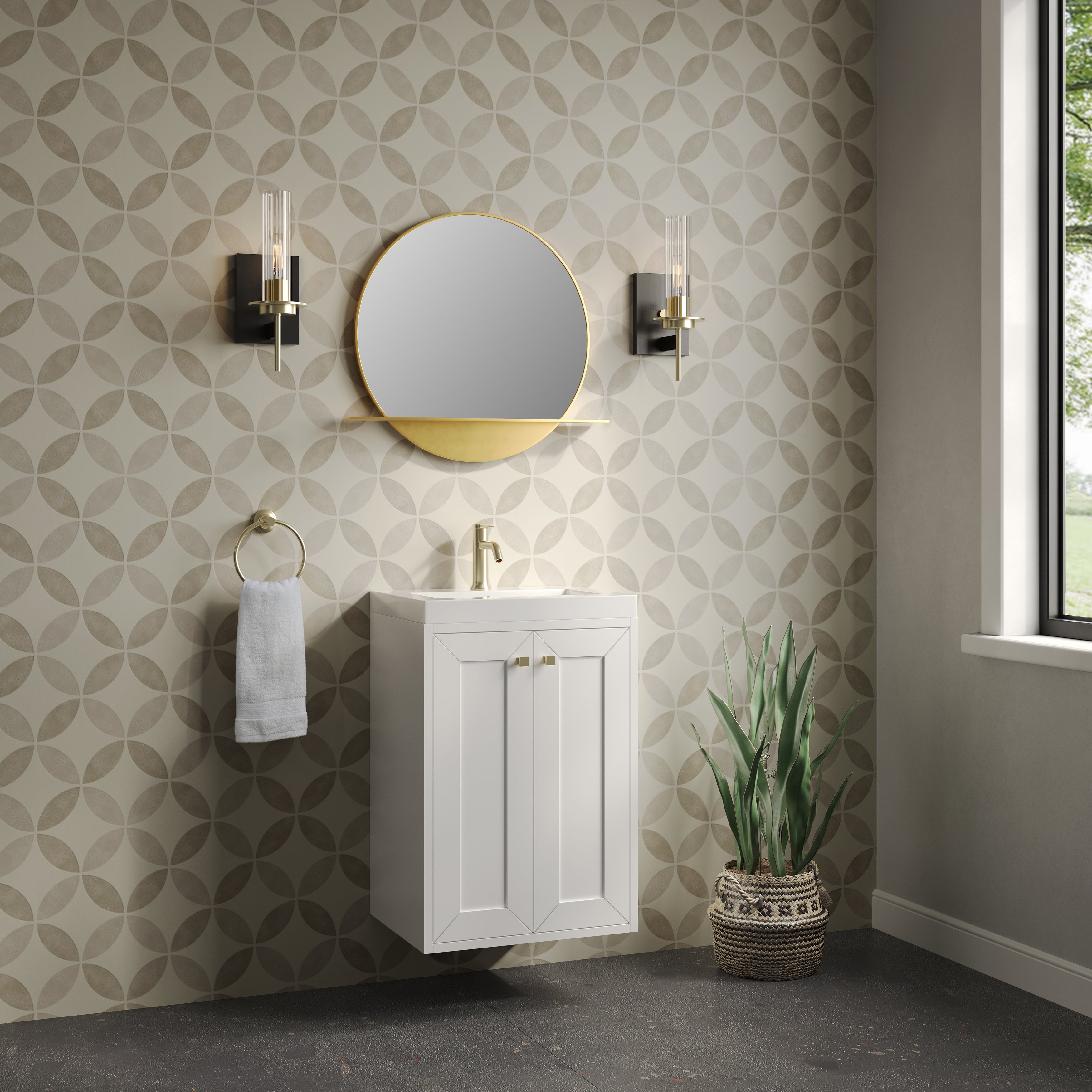 James Martin Chianti 20" Single Vanity in Glossy White with White Glossy Composite Stone Top