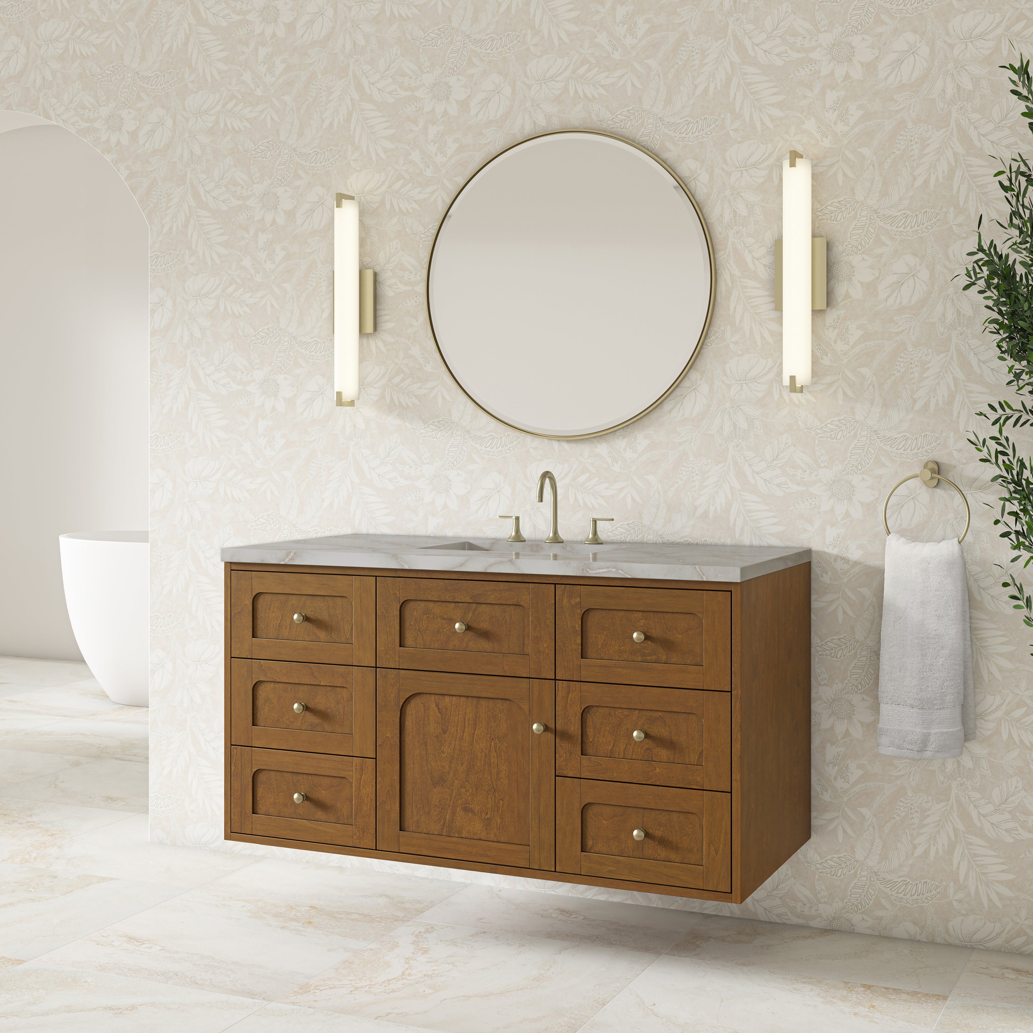 James Martin Laurent 48" Single Vanity in Honey Oak with 3cm Countertop