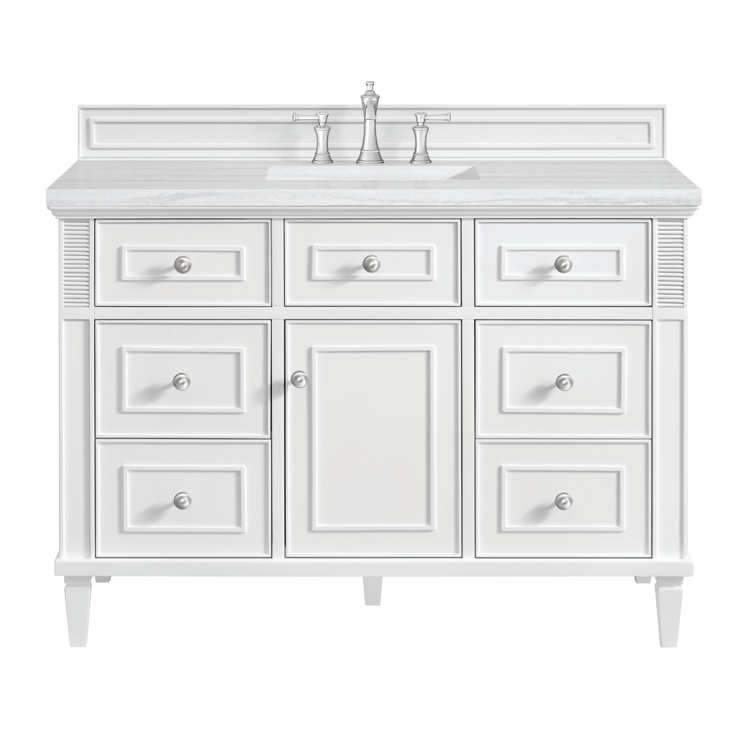 James Martin Lorelai 48" Single Vanity in Bright White with 3cm Countertop