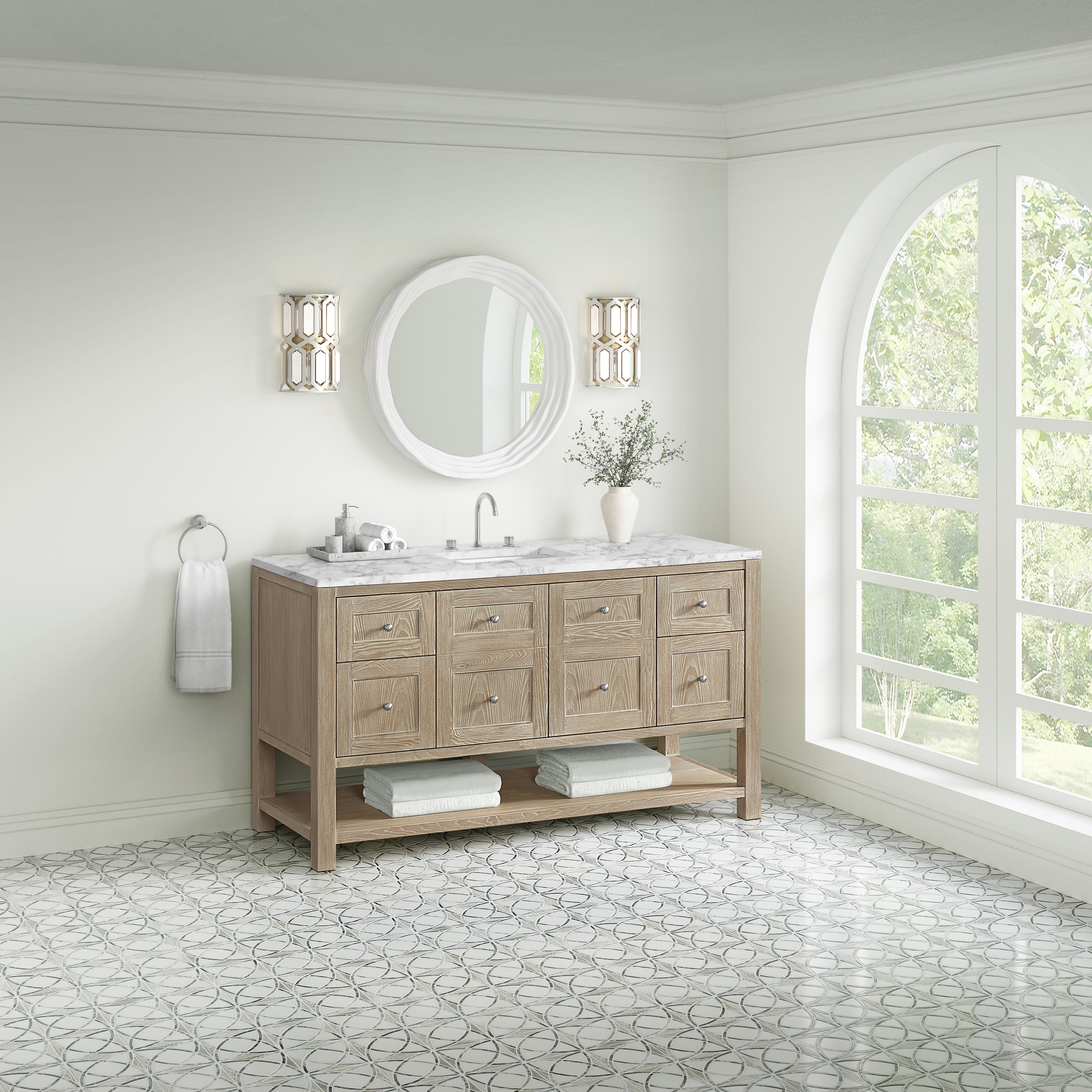 James Martin Breckenridge 60" Single Vanity in Whitewashed Oak with 3cm Countertop