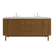James Martin Laurent 72" Double Vanity in Honey Oak with 3cm Countertop and FreePower Wireless Charger