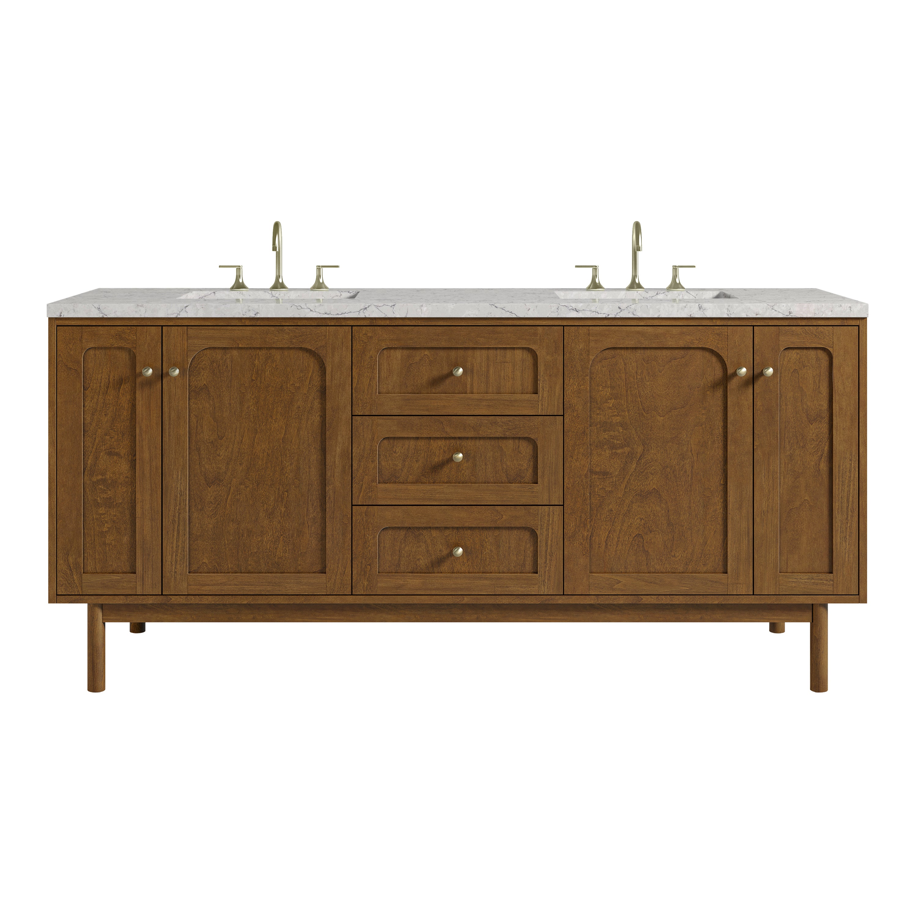 James Martin Laurent 72" Double Vanity in Honey Oak with 3cm Countertop and FreePower Wireless Charger