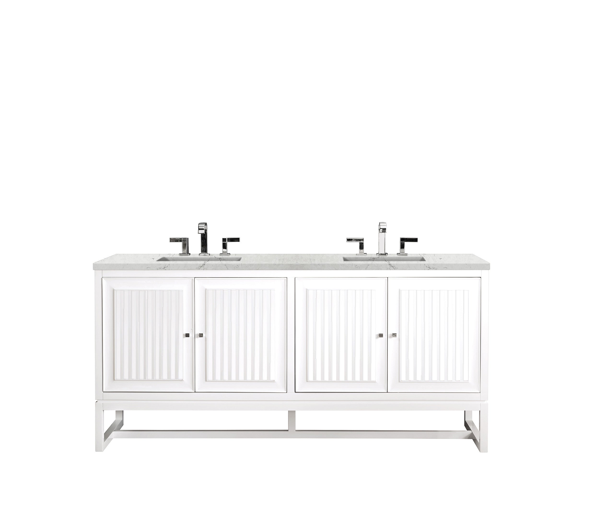 James Martin Athens 72" Double Vanity in Glossy White with 3cm Countertop