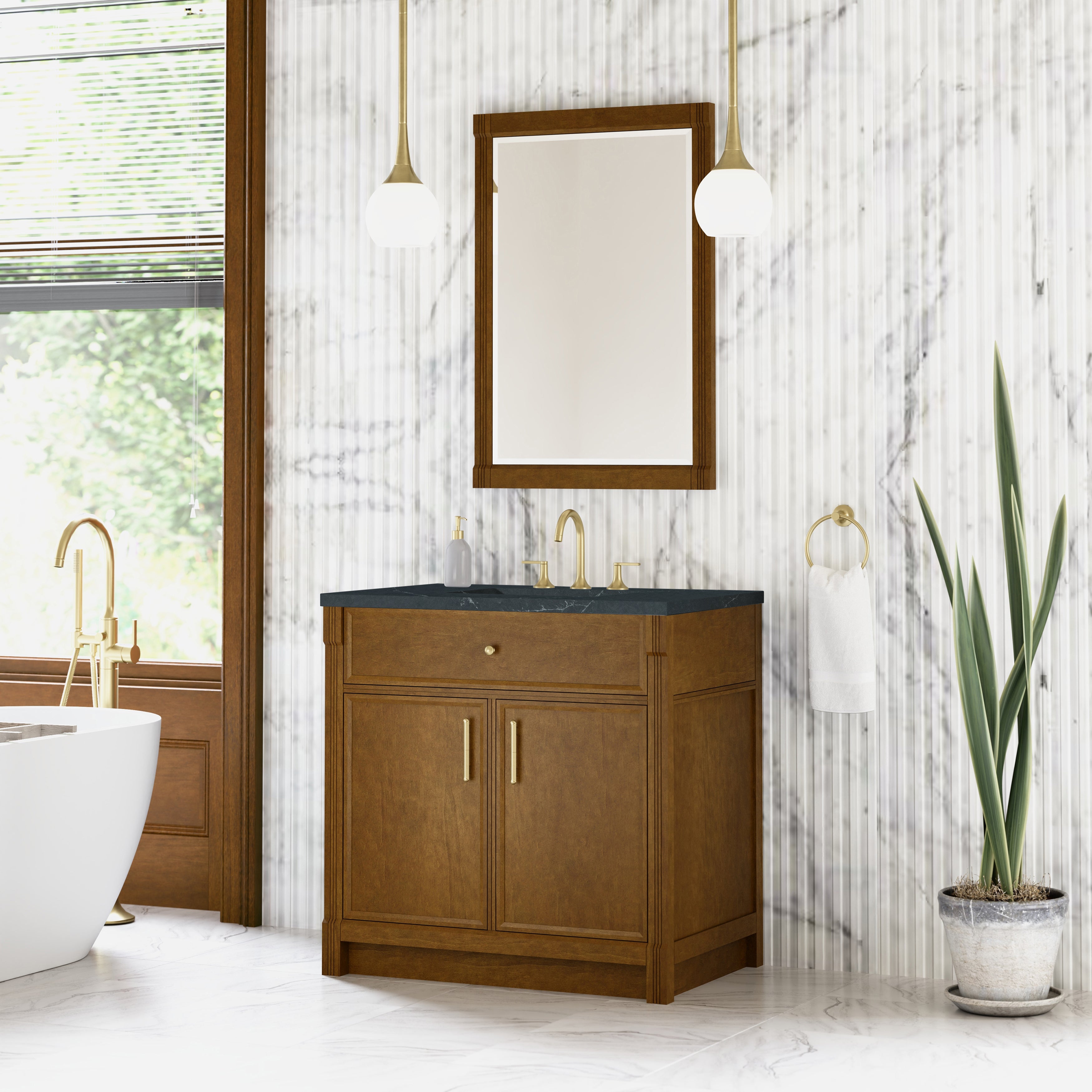 James Martin Bellshire 36" Single Vanity in Honey Oak with 3cm Countertop