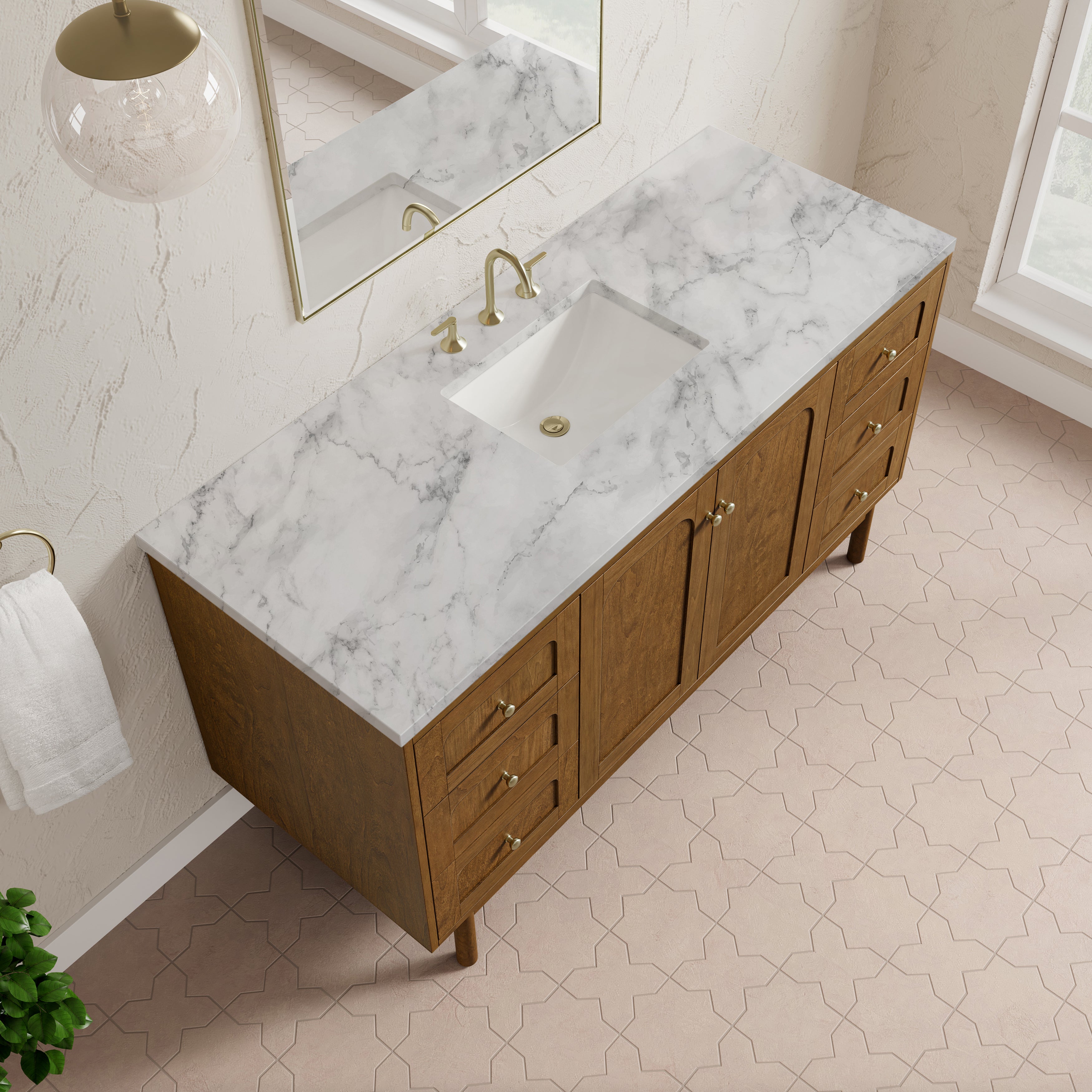 James Martin Laurent 60" Single Vanity in Honey Oak with 3cm Countertop