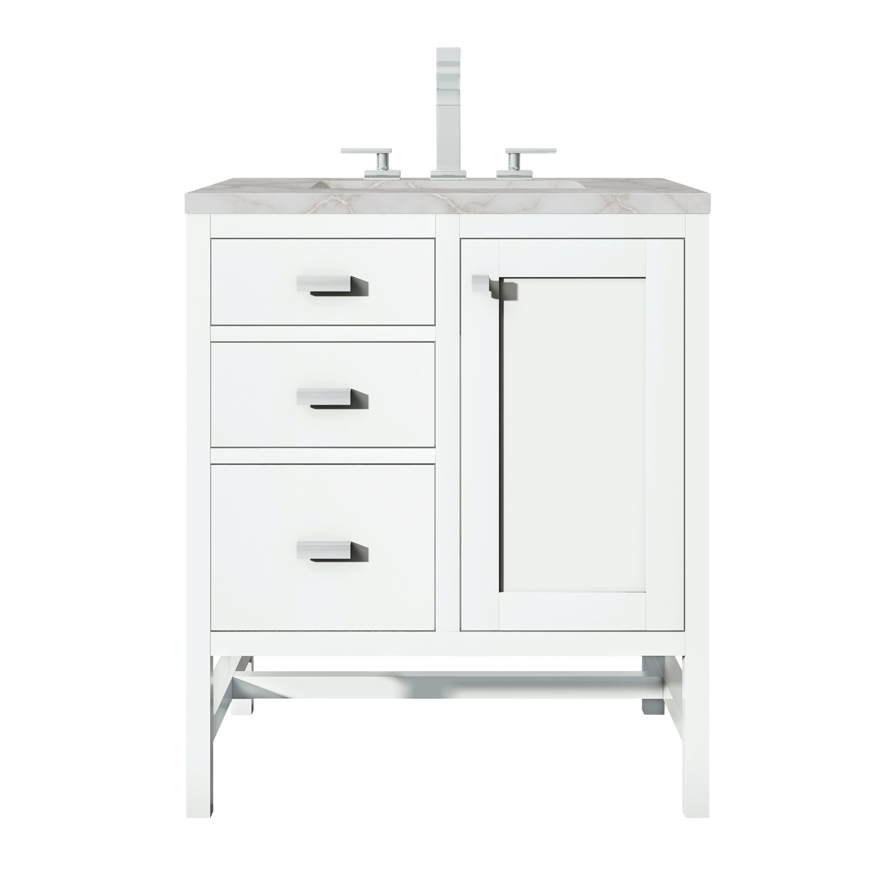 James Martin Addison 30" Single Vanity in Glossy White with 3cm Countertop