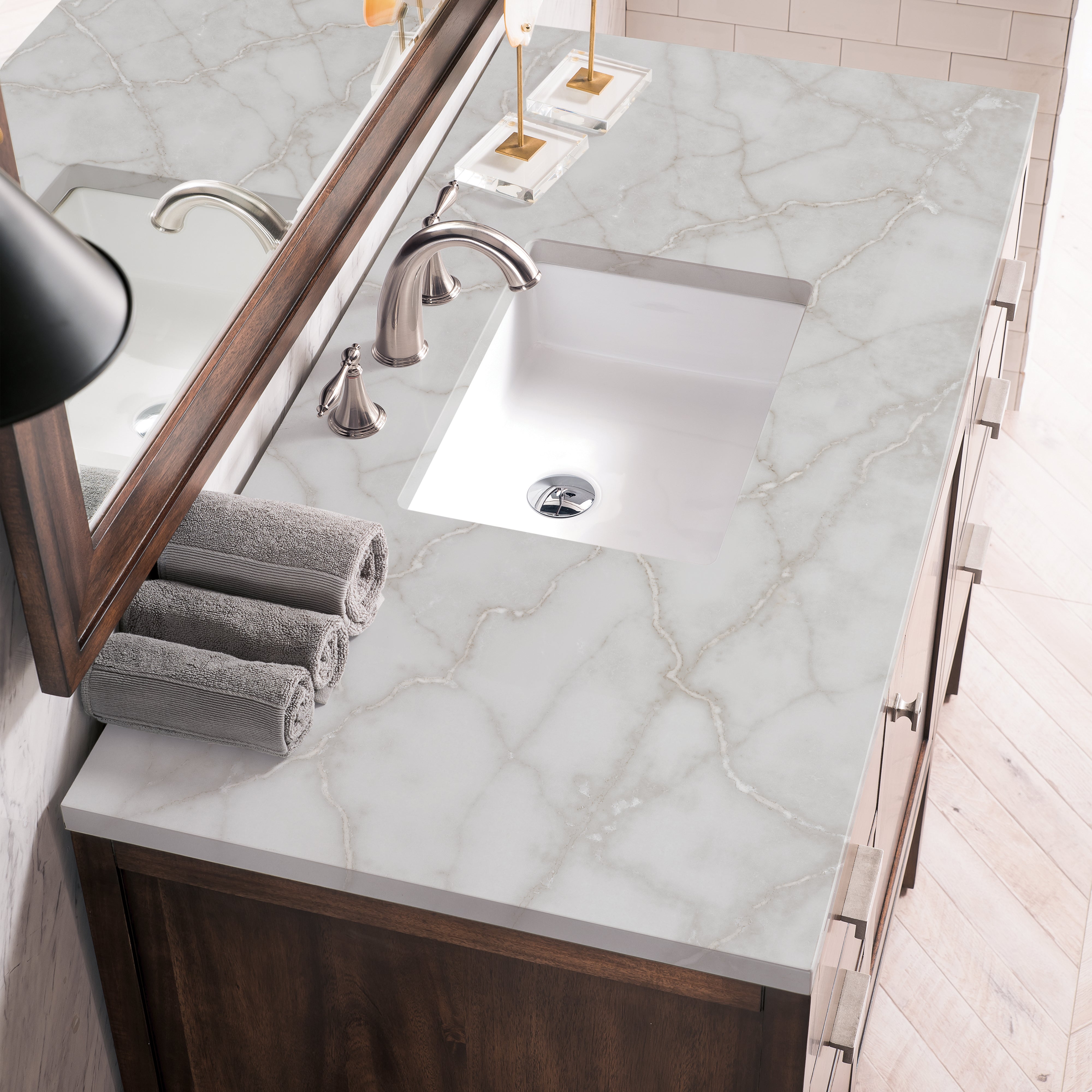 James Martin Addison 48" Single Vanity in Mid-Century Acacia with 3cm Countertop