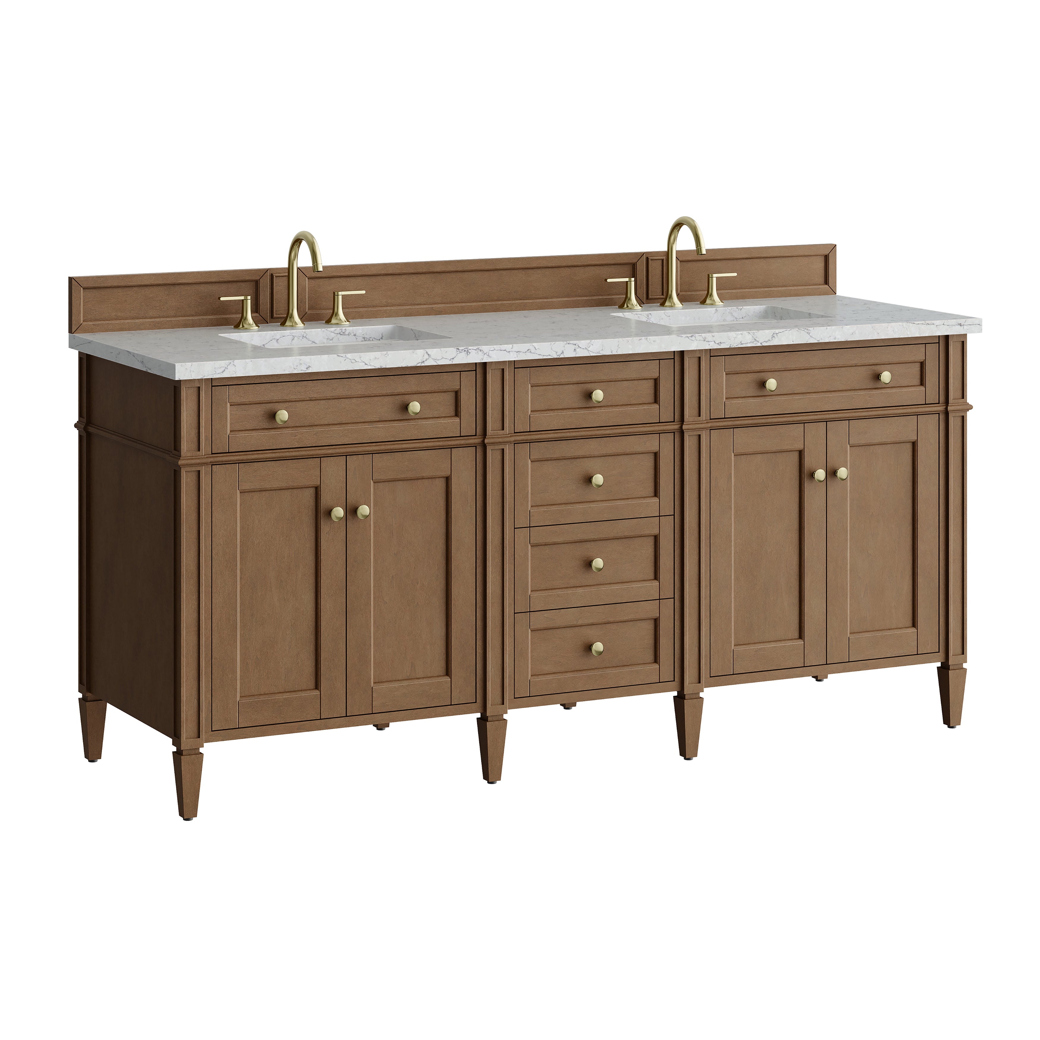James Martin Brittany 72" Double Vanity in Pecan with 3cm Countertop