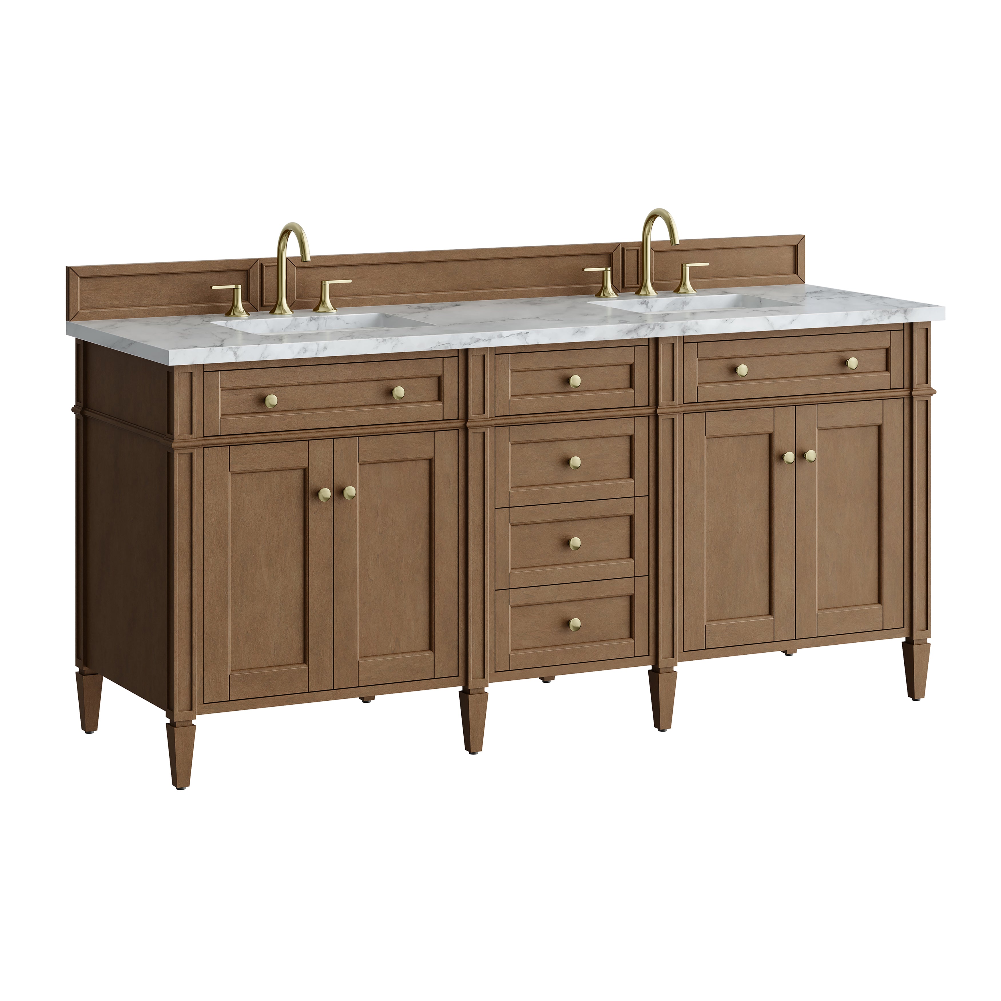 James Martin Brittany 72" Double Vanity in Pecan with 3cm Countertop