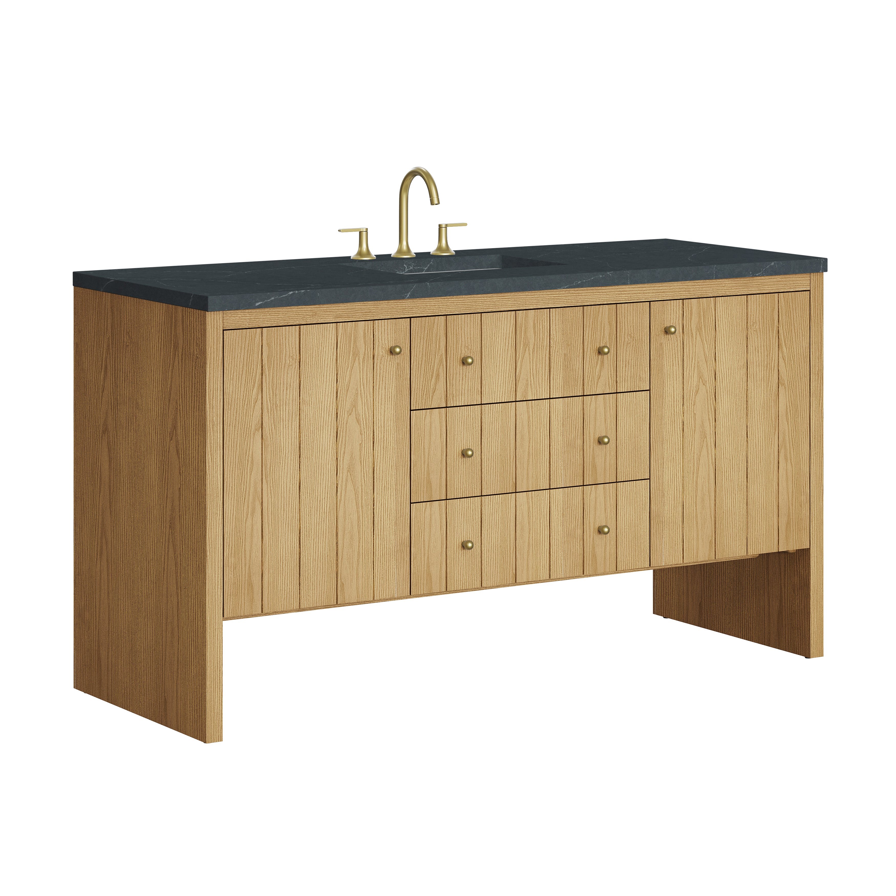 James Martin Hudson 60" Single Vanity in Light Natural Oak with 3cm Countertop